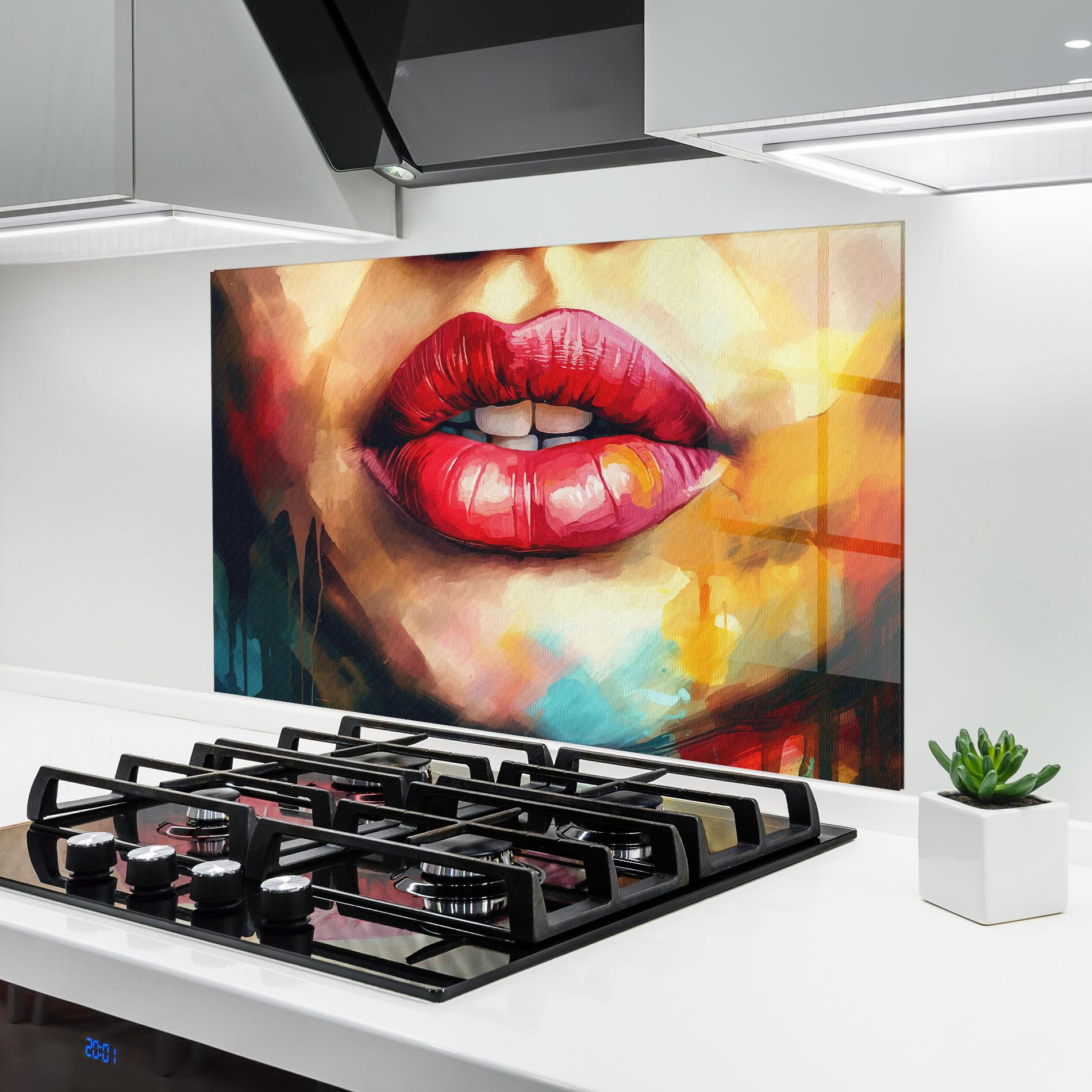 Panel Szklany do Kuchni Painting Texture Lips mockup 6