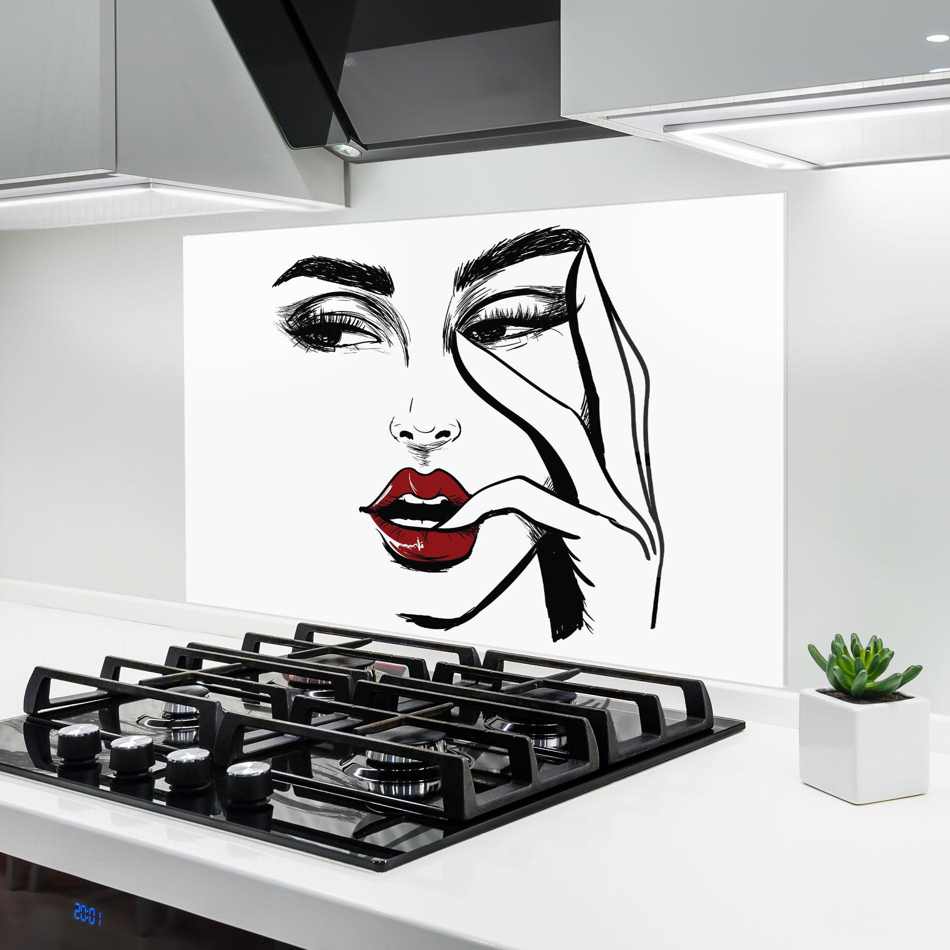 Panel Szklany do Kuchni Red Lips Looking mockup 6
