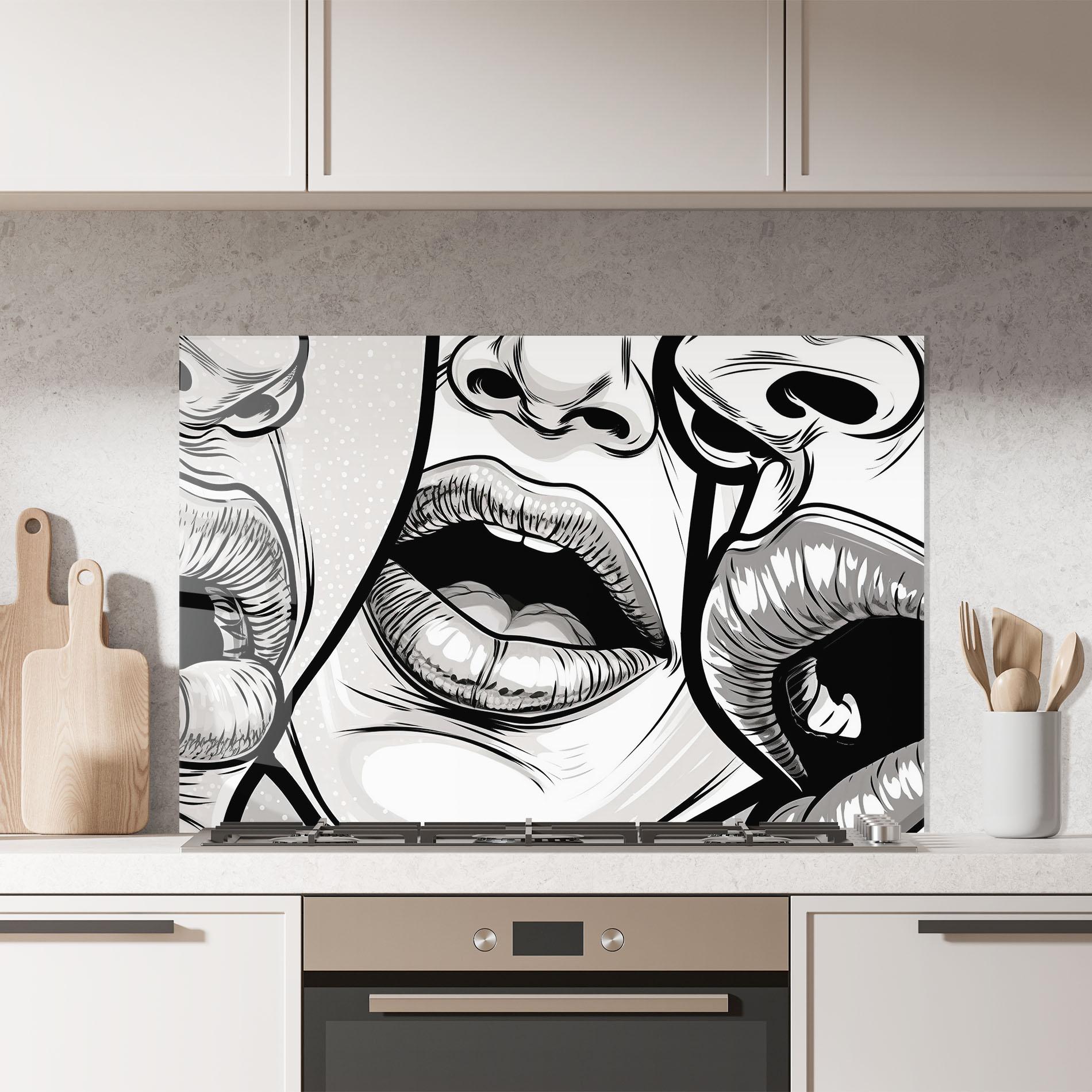 Panel Szklany do Kuchni Comic Book Lips mockup 7