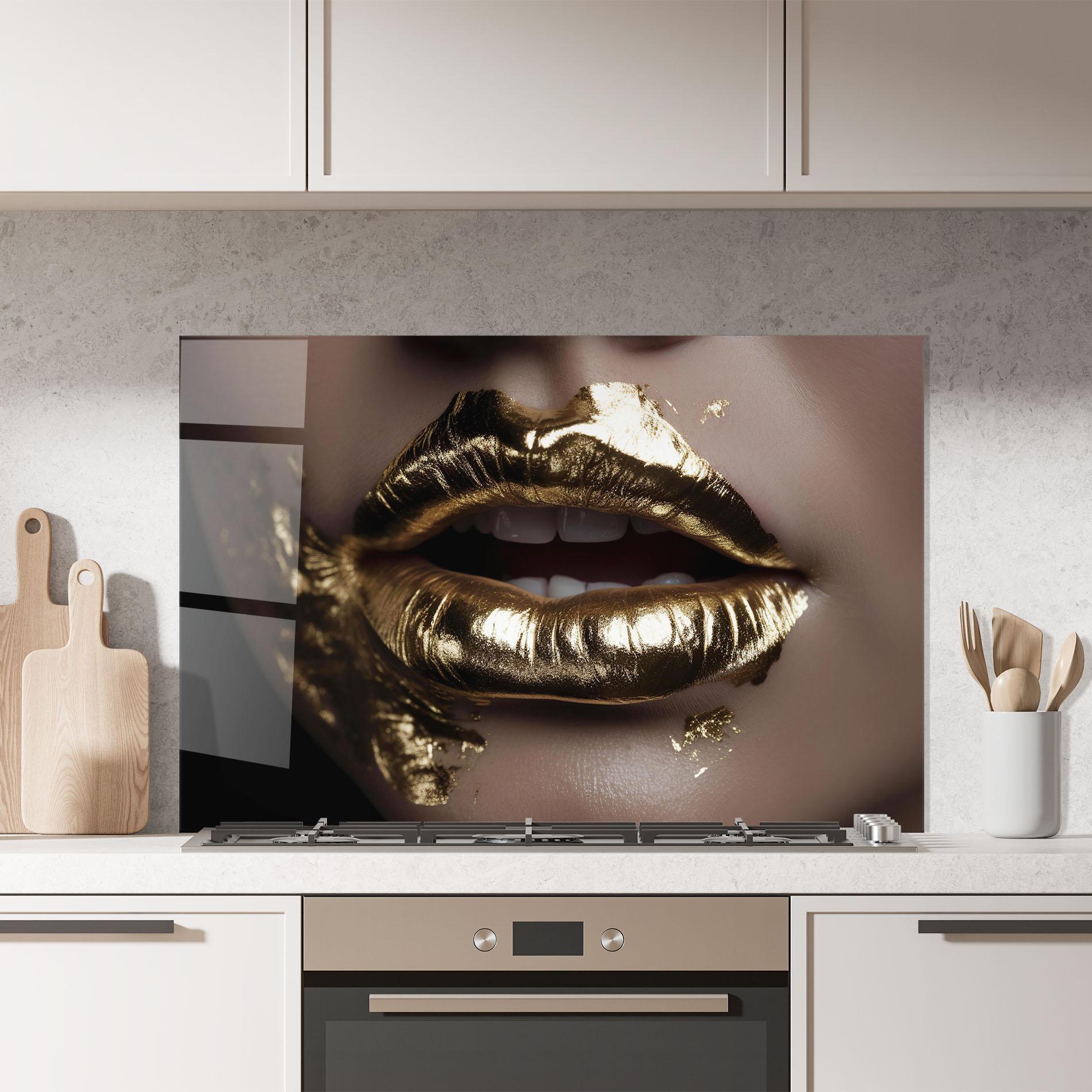 Panel Szklany do Kuchni Gold Lips mockup 7
