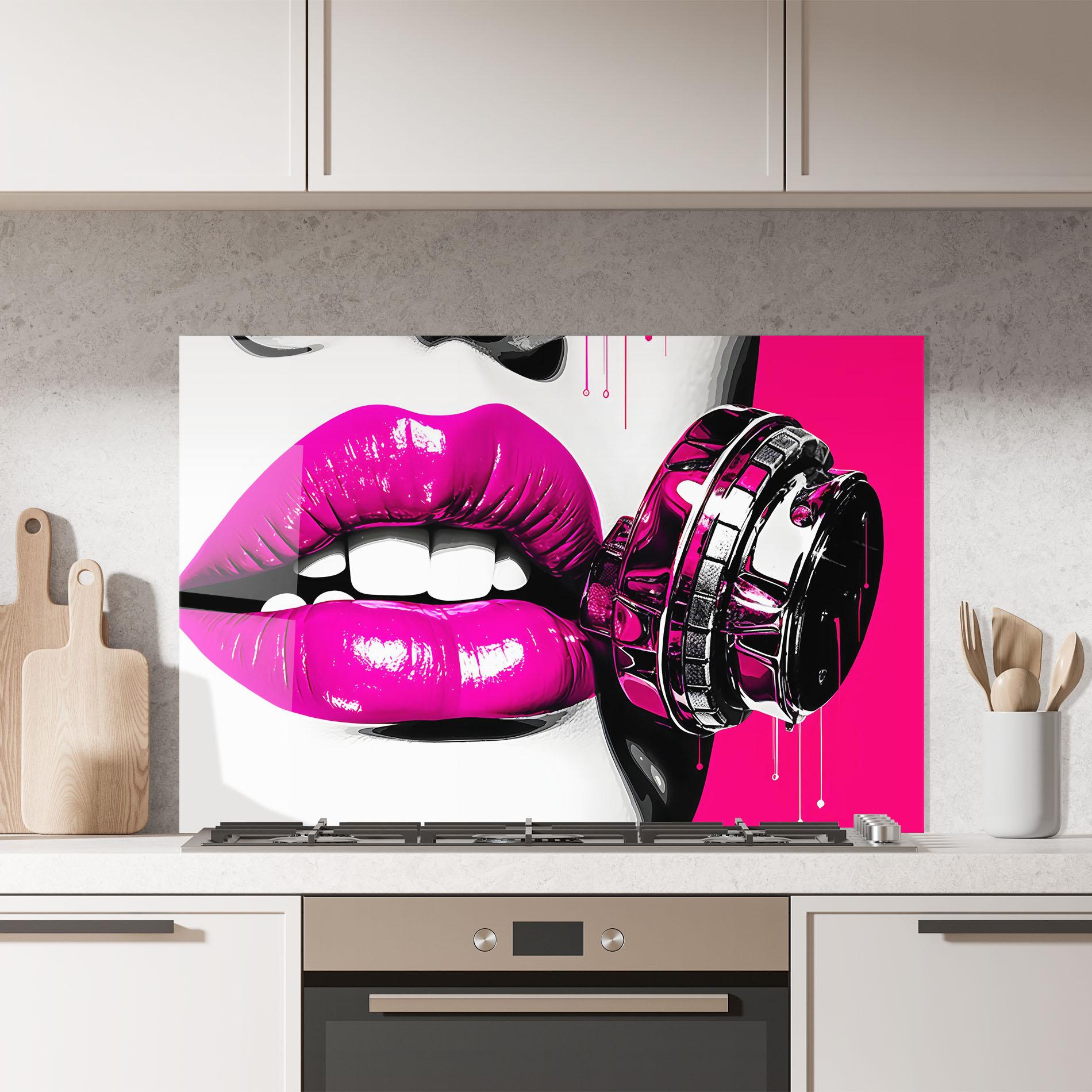 Panel Szklany do Kuchni Hot Pink Lips mockup 7