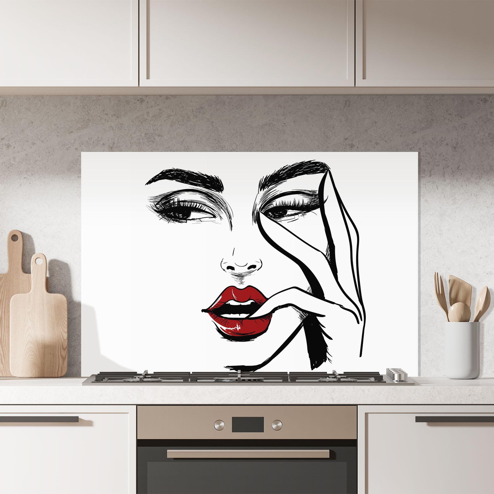 Panel Szklany do Kuchni Red Lips Looking mockup 7