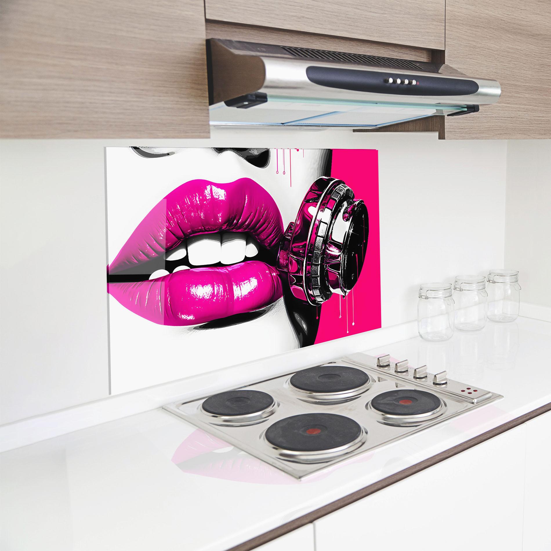 Panel Szklany do Kuchni Hot Pink Lips mockup 8