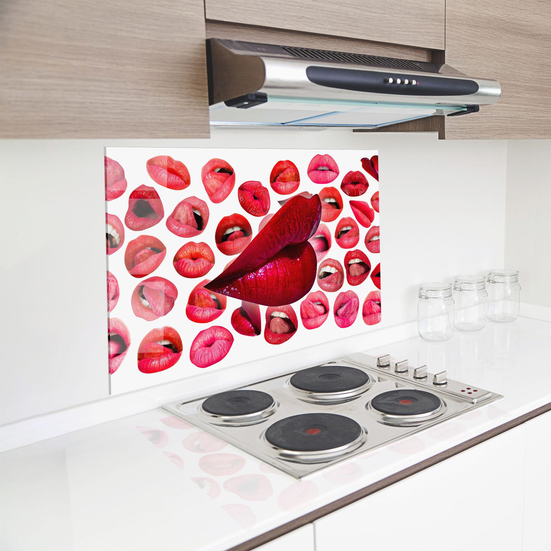 Panel Szklany do Kuchni Red Lip Female mockup 8