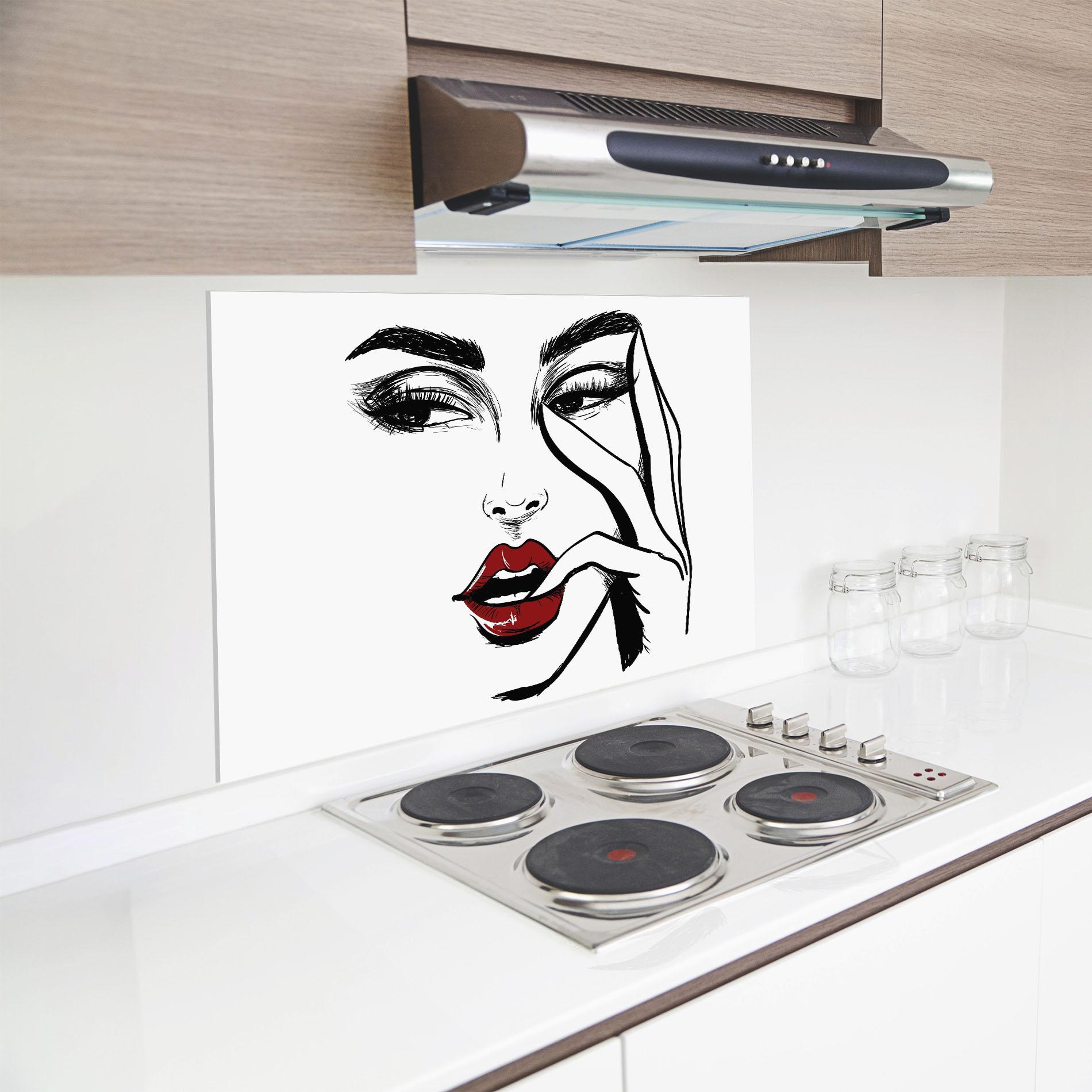 Panel Szklany do Kuchni Red Lips Looking mockup 8