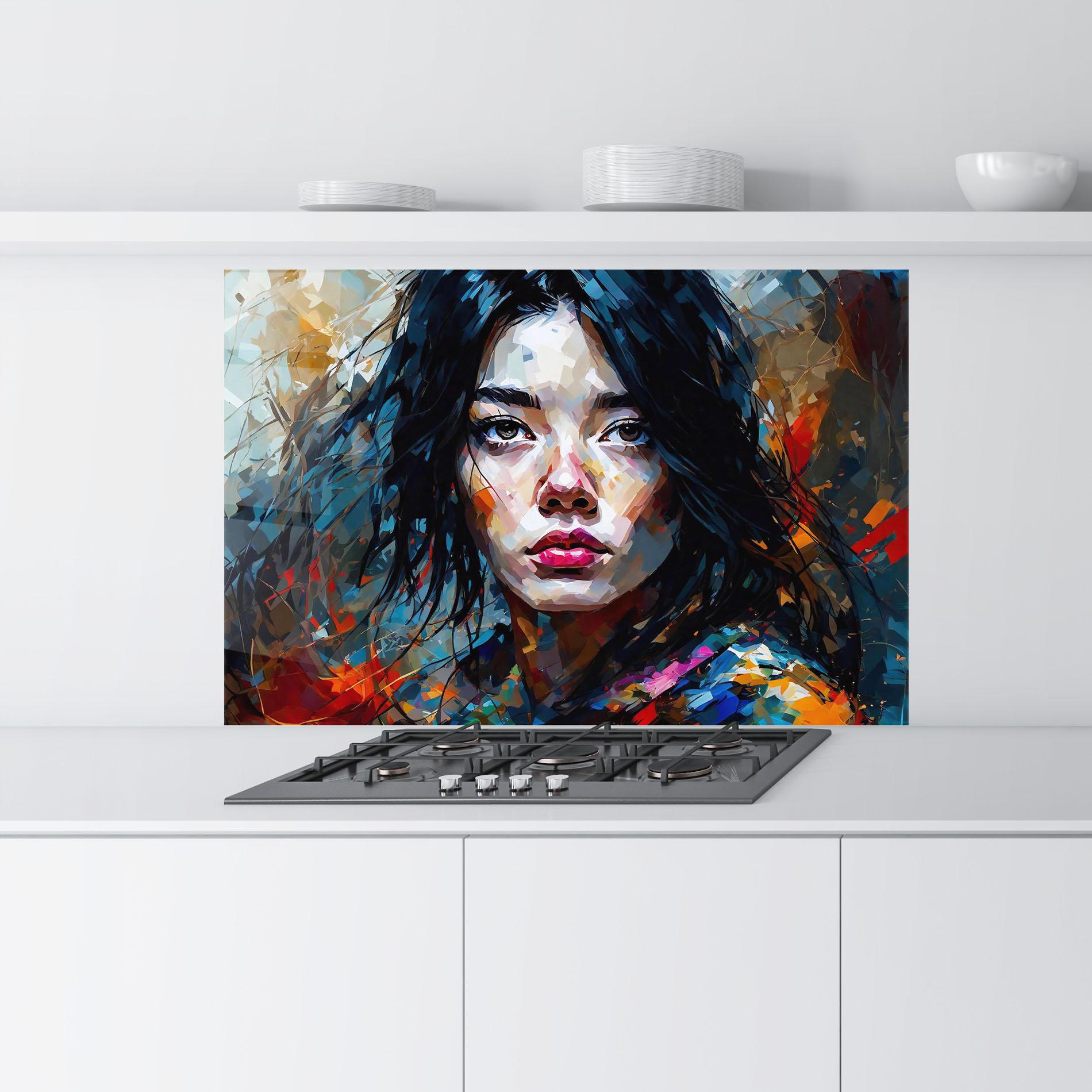 Panel Szklany do Kuchni Artistic Girl Bright Makeup mockup 9