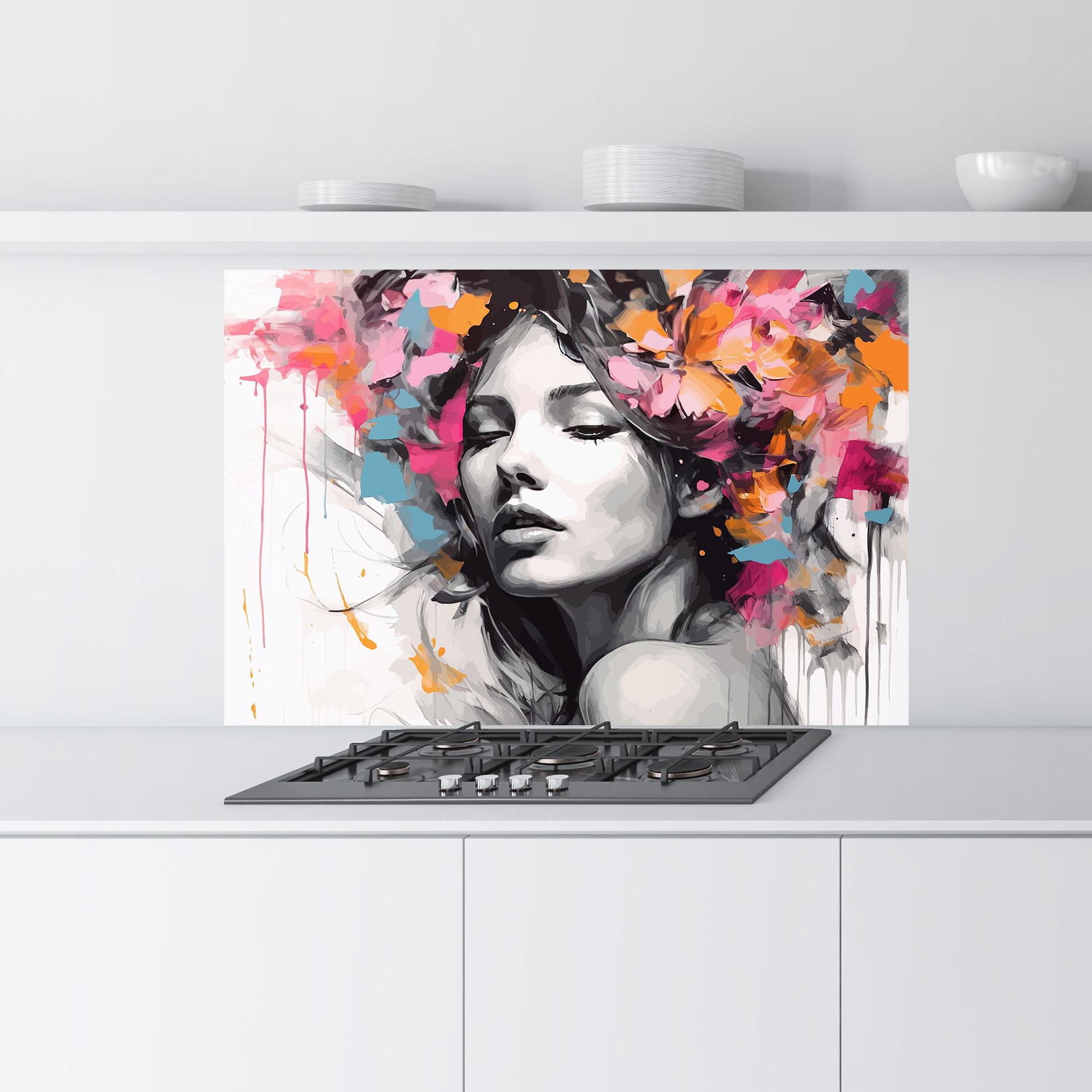Panel Szklany do Kuchni Colorful Flower Portrait mockup 9