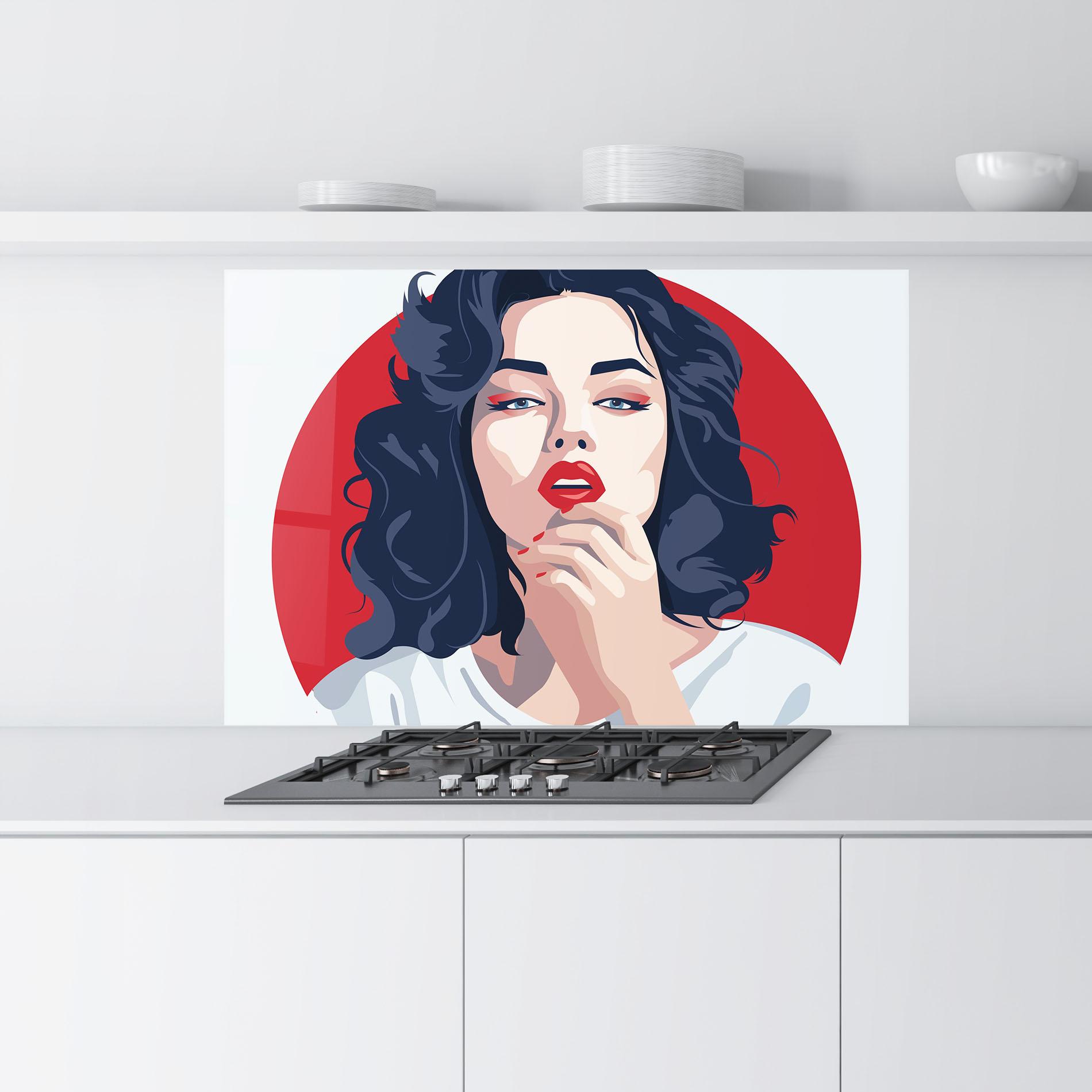 Panel Szklany do Kuchni Red Lips Portrait mockup 9