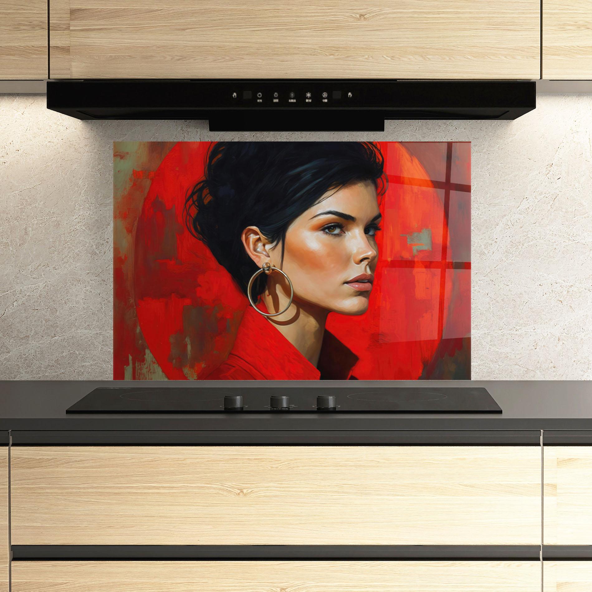 Panel Szklany do Kuchni Hoop Earrings Woman mockup 3