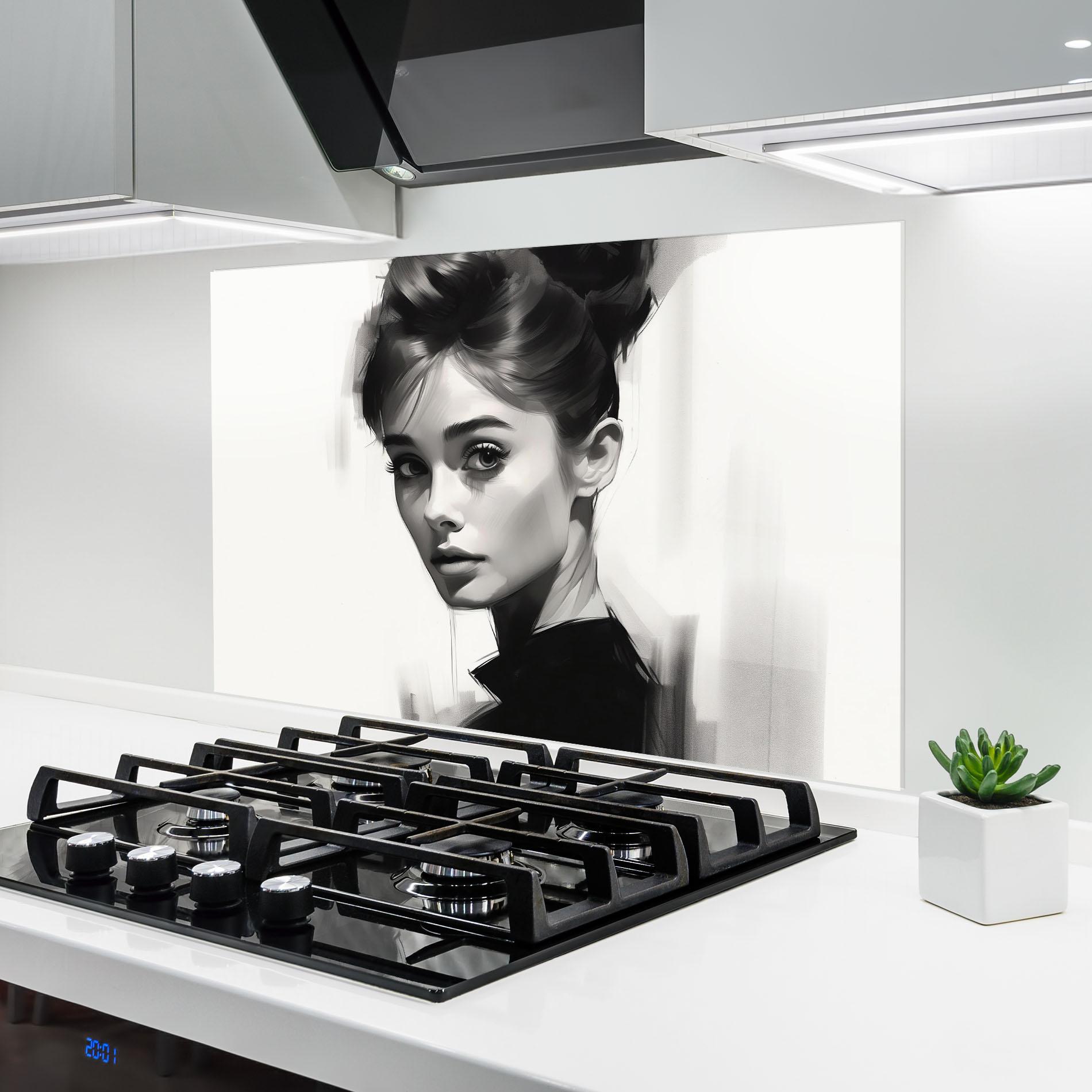 Panel Szklany do Kuchni Hepburn Portrait mockup 6