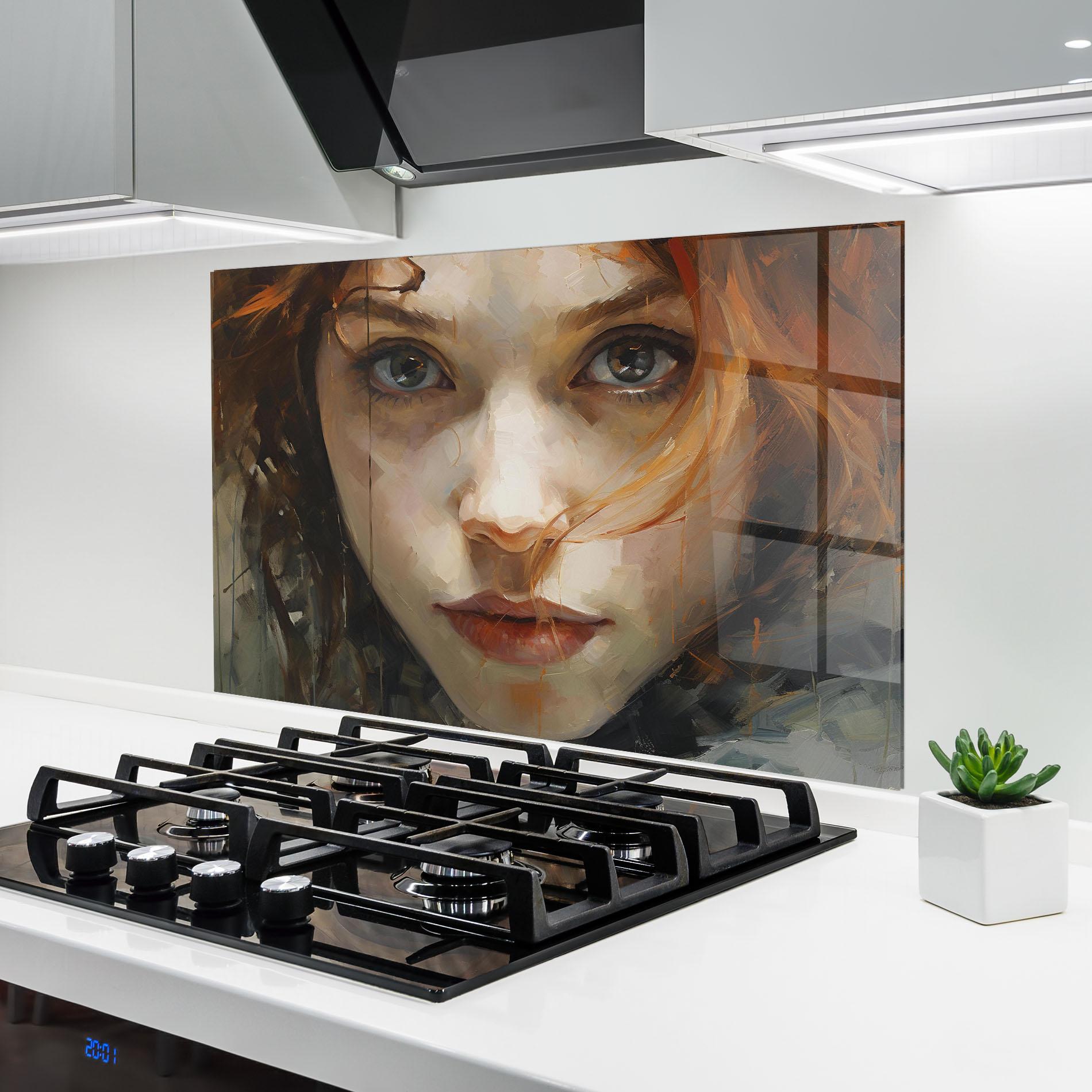 Panel Szklany do Kuchni Portrait Oil Painting mockup 6