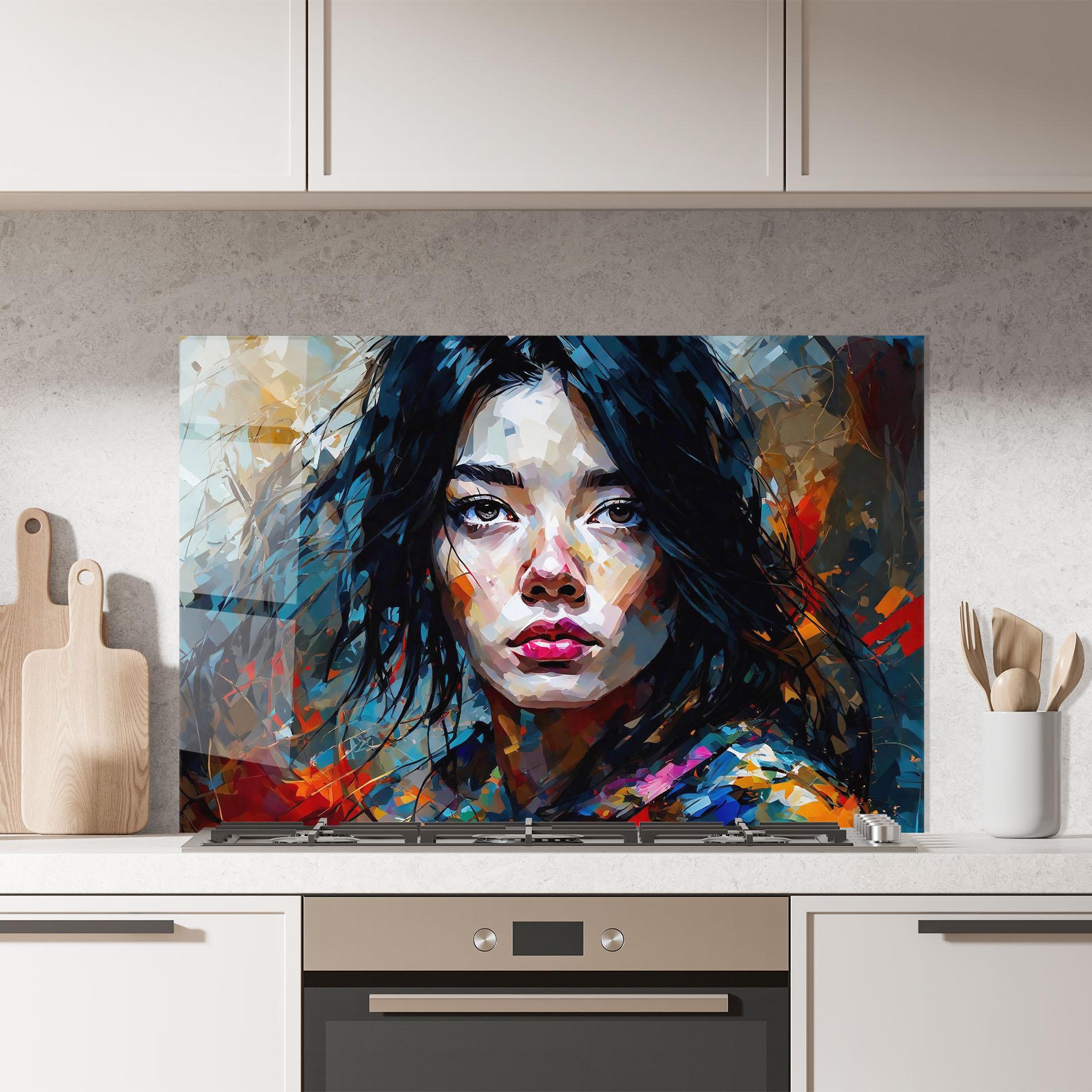 Panel Szklany do Kuchni Artistic Girl Bright Makeup mockup 7
