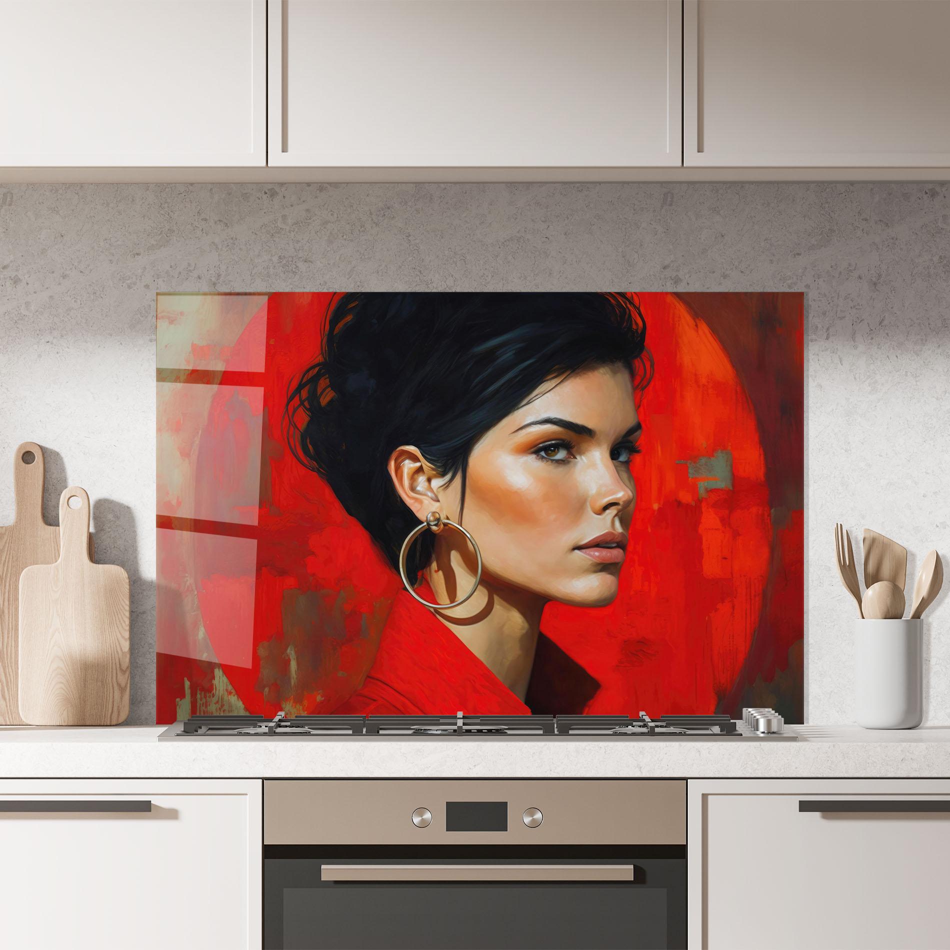 Panel Szklany do Kuchni Hoop Earrings Woman mockup 7