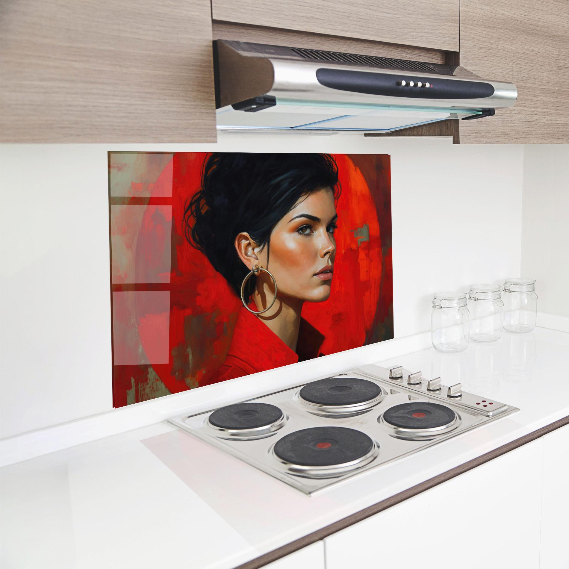 Panel Szklany do Kuchni Hoop Earrings Woman mockup 8