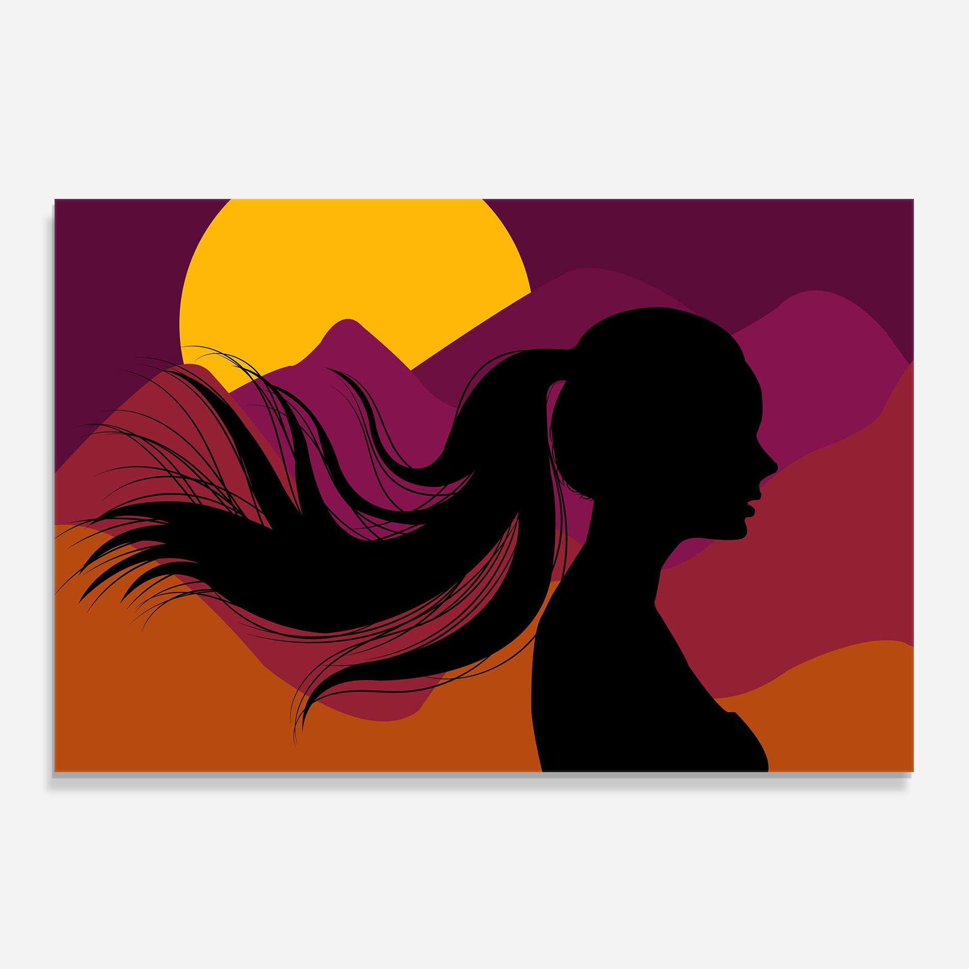 Panel Szklany do Kuchni Long Hair Silhouette mockup 0