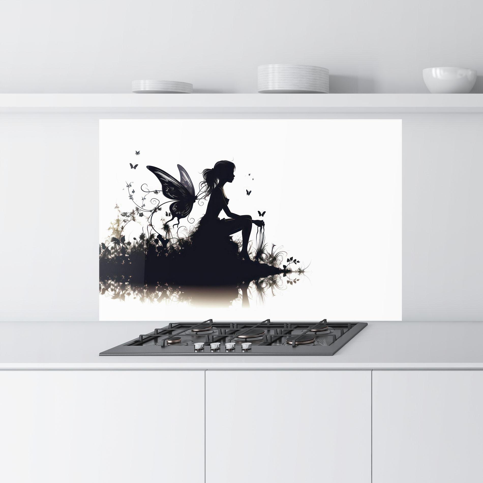 Panel Szklany do Kuchni Butterfly Woman Shilouette mockup 9