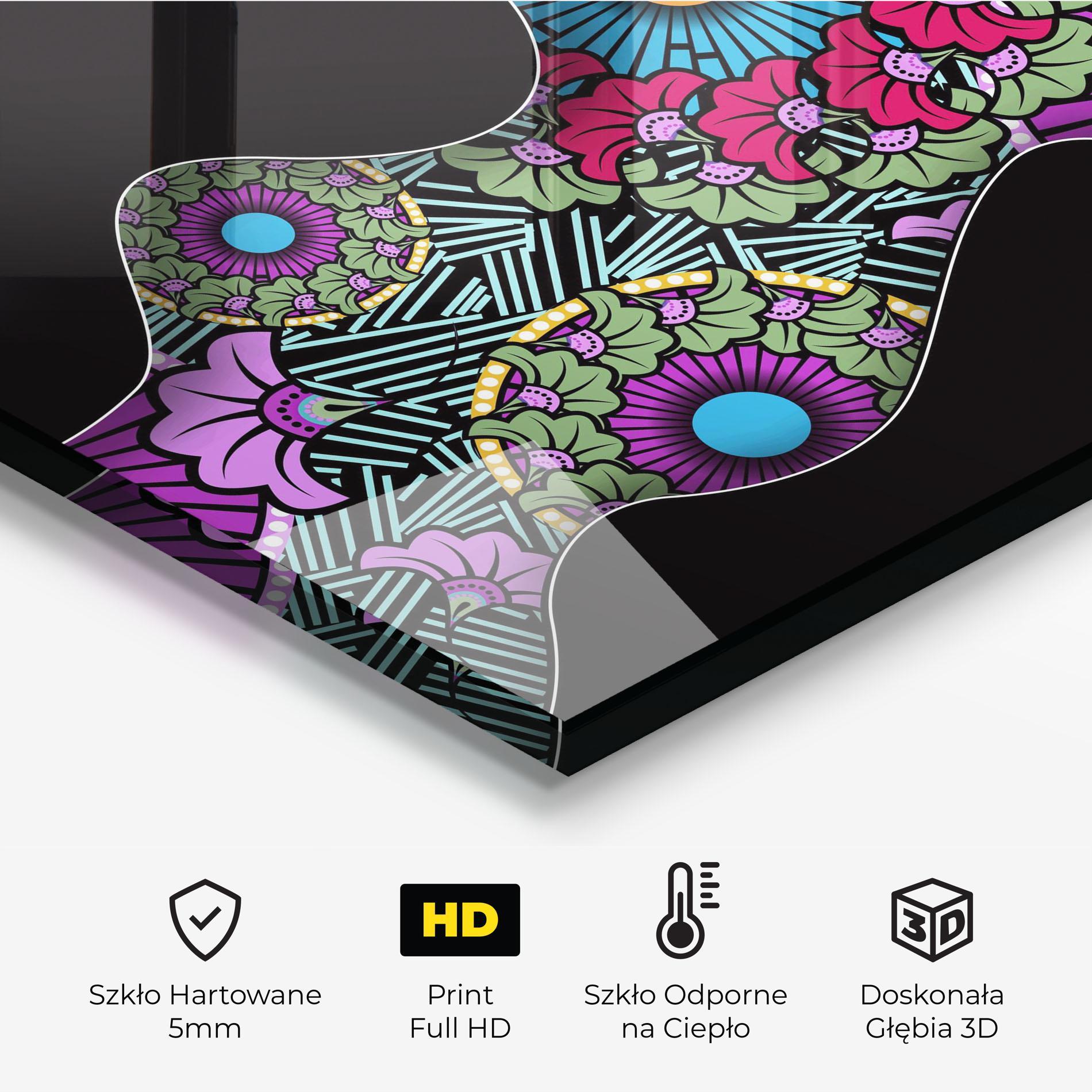 Panel Szklany do Kuchni Colorful Shilouette mockup 2