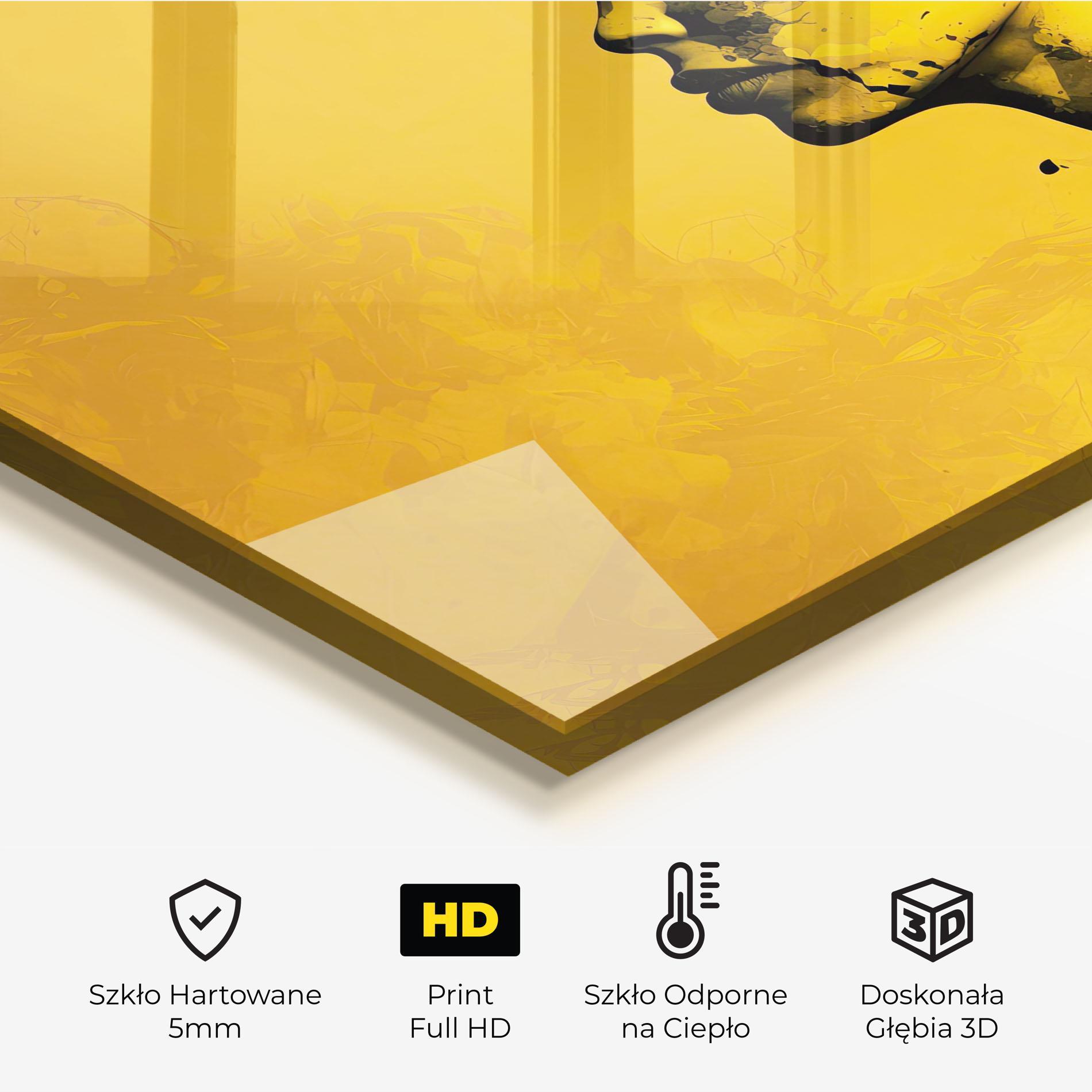 Panel Szklany do Kuchni Thinking Yellow mockup 2