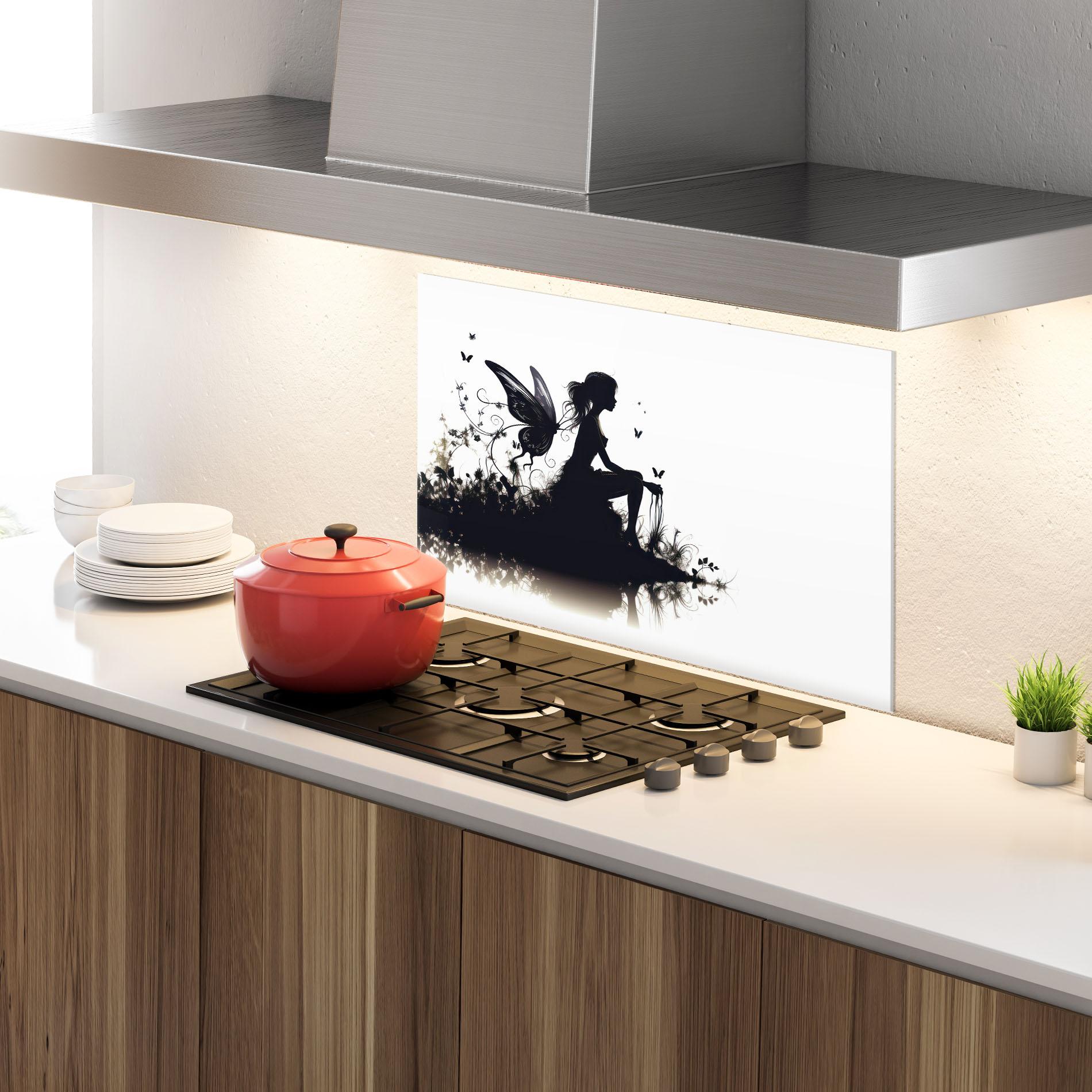 Panel Szklany do Kuchni Butterfly Woman Shilouette mockup 4