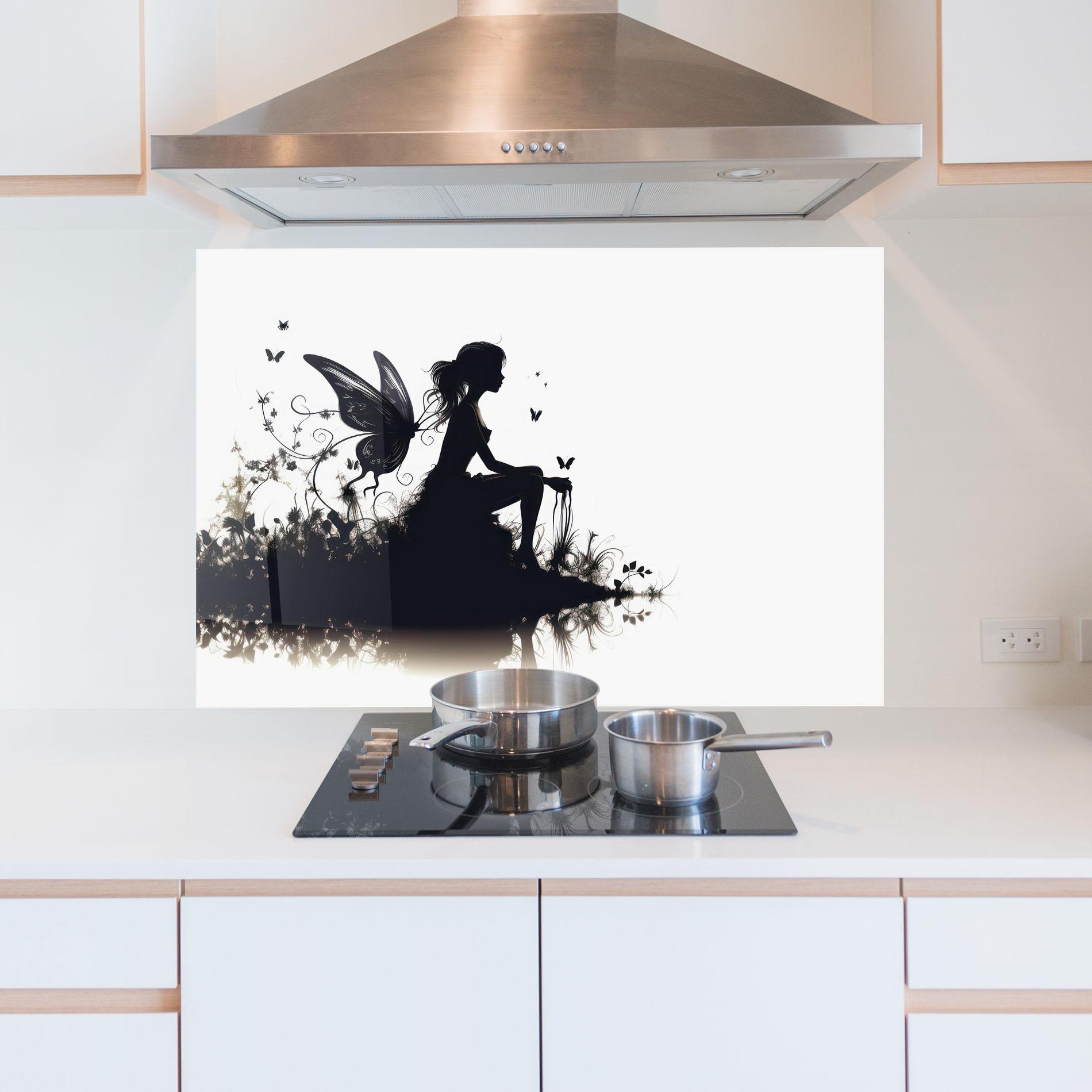 Panel Szklany do Kuchni Butterfly Woman Shilouette mockup 5