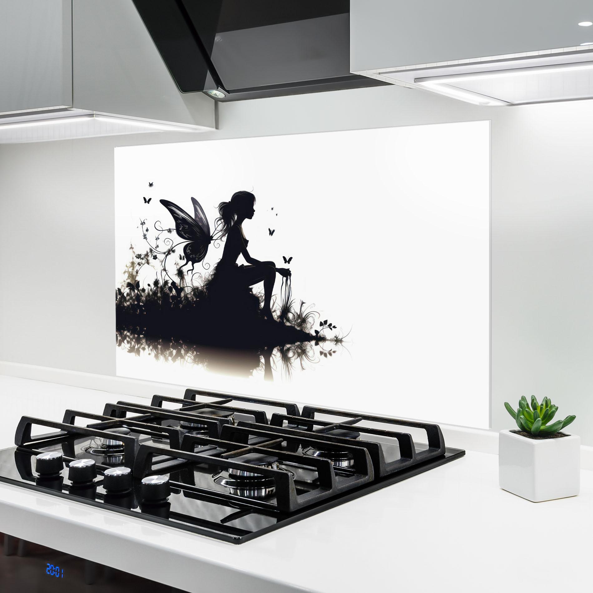 Panel Szklany do Kuchni Butterfly Woman Shilouette mockup 6