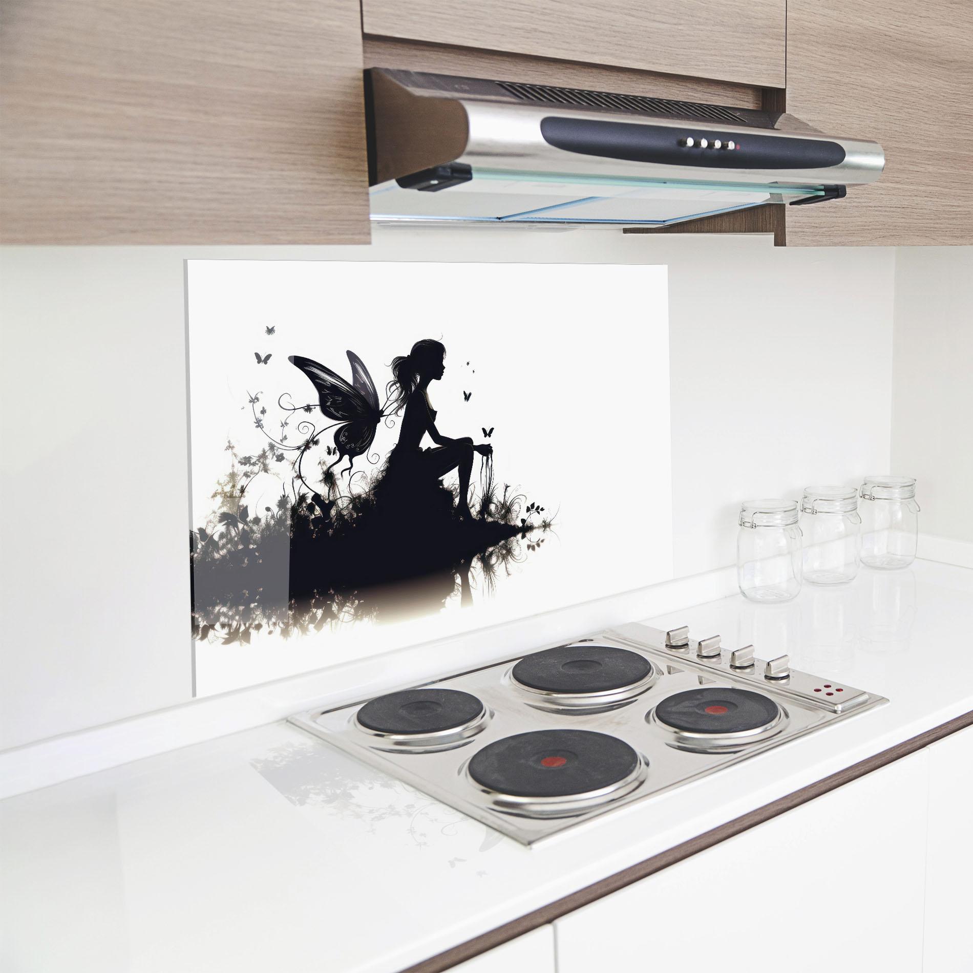 Panel Szklany do Kuchni Butterfly Woman Shilouette mockup 8