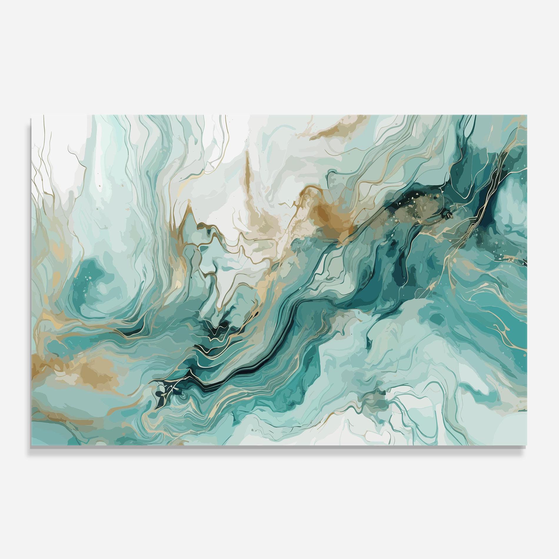 Panel Szklany do Kuchni Green Gold Water mockup 0