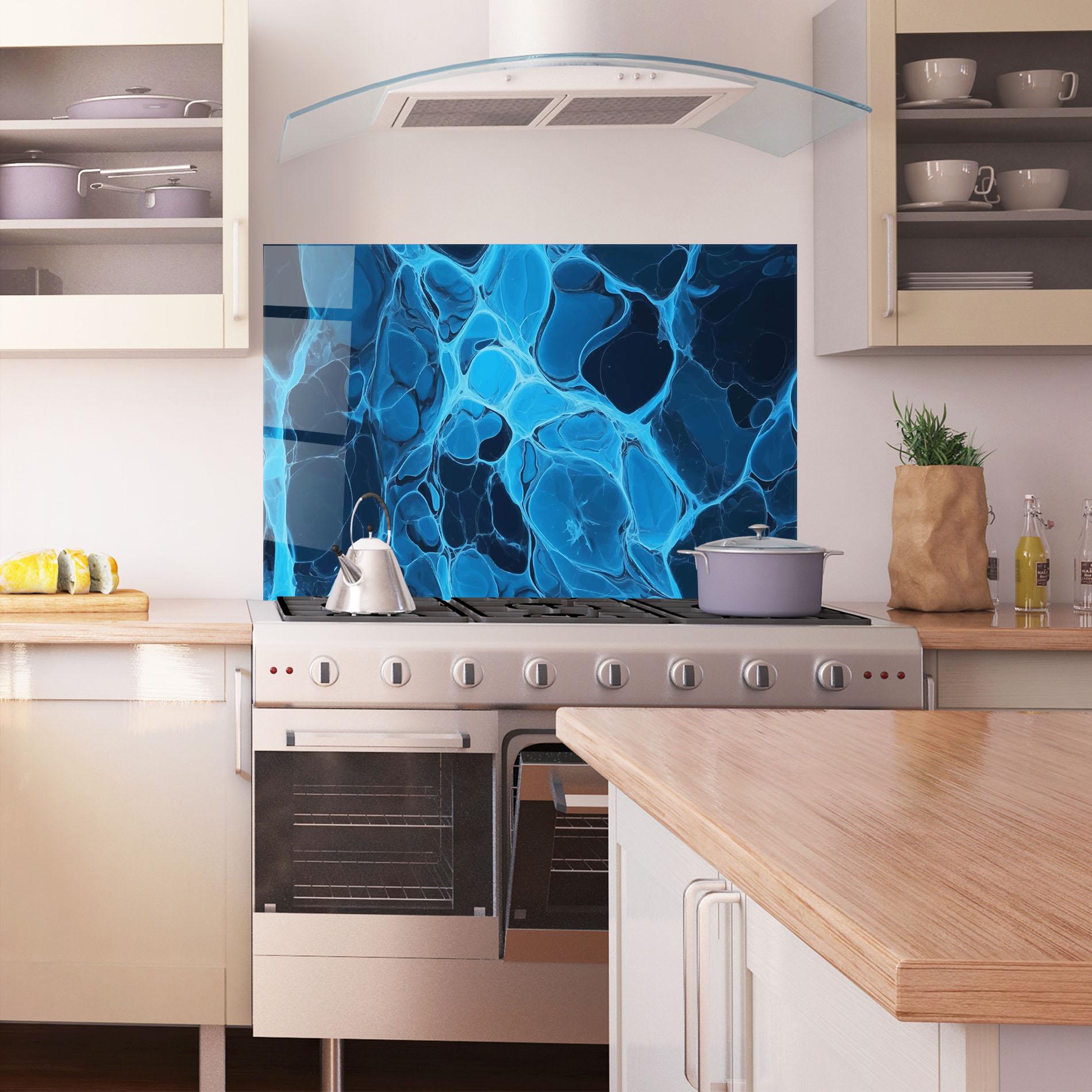 Panel Szklany do Kuchni Blue Shade Water mockup 1