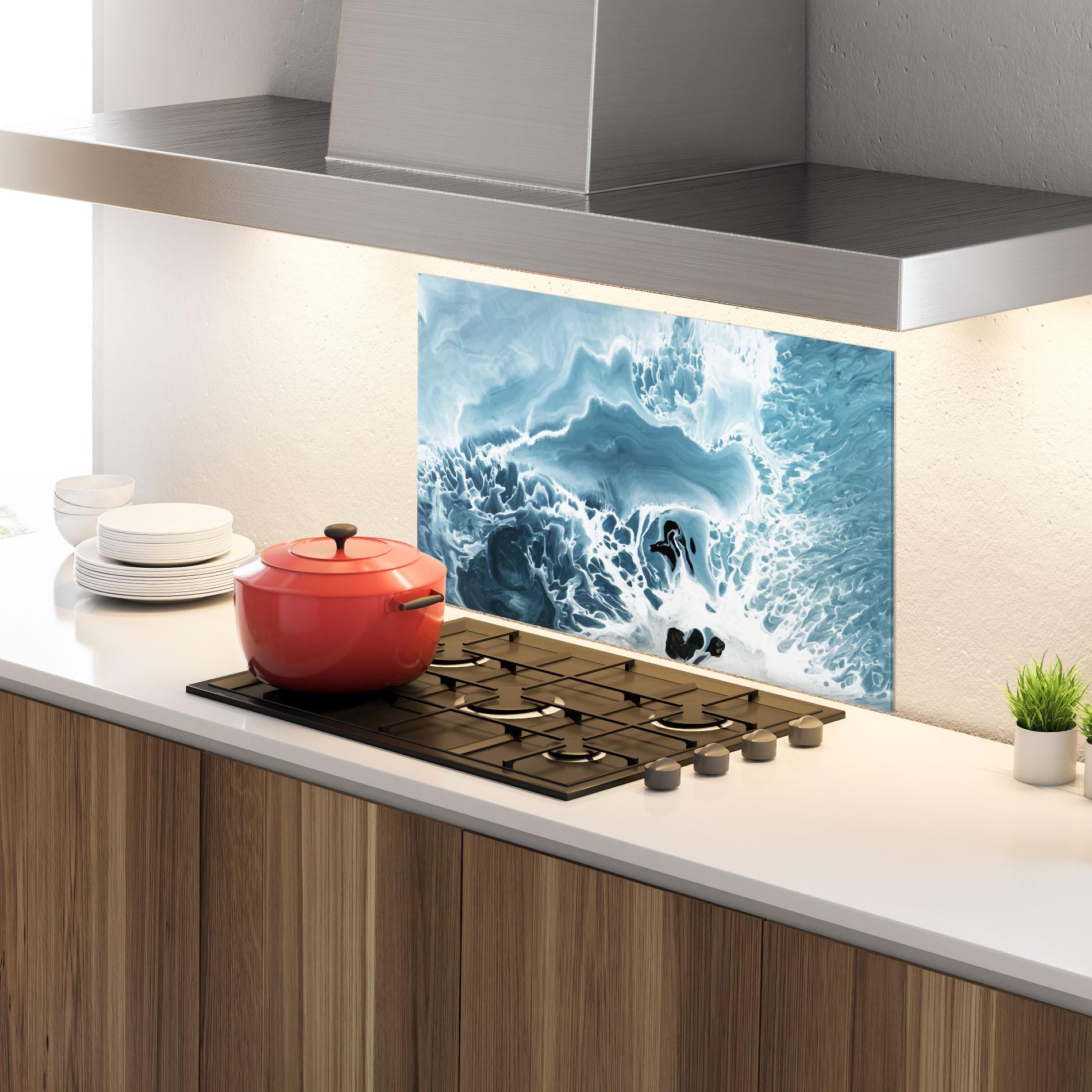 Panel Szklany do Kuchni Light Blue Ocean mockup 4