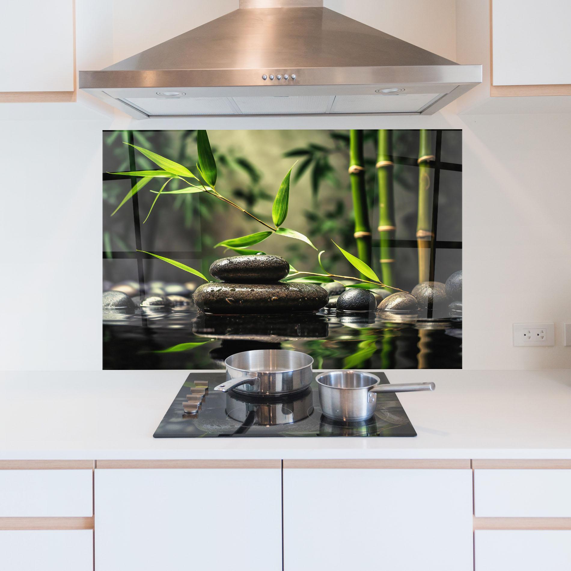 Panel Szklany do Kuchni Bamboo Plant Water mockup 5