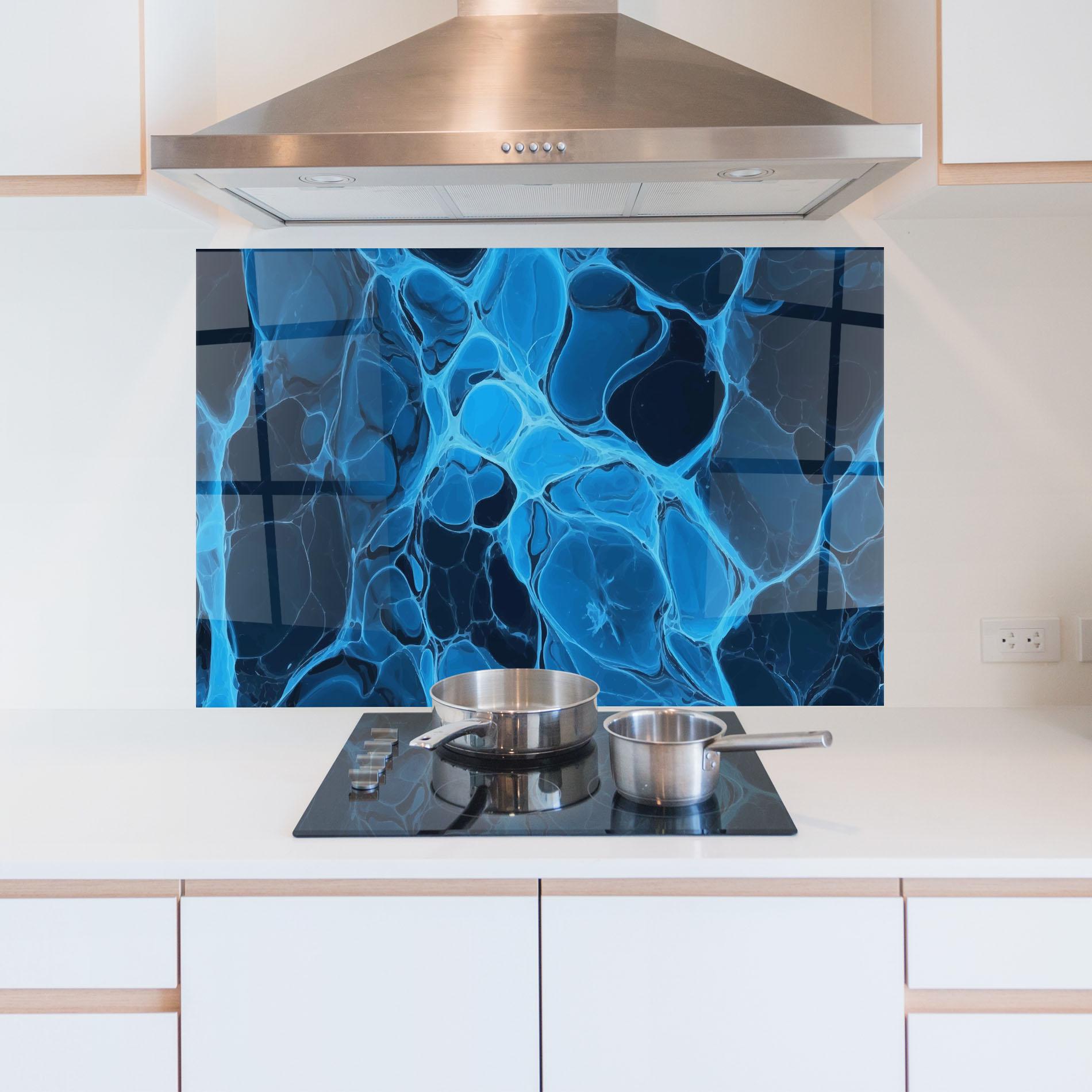 Panel Szklany do Kuchni Blue Shade Water mockup 5