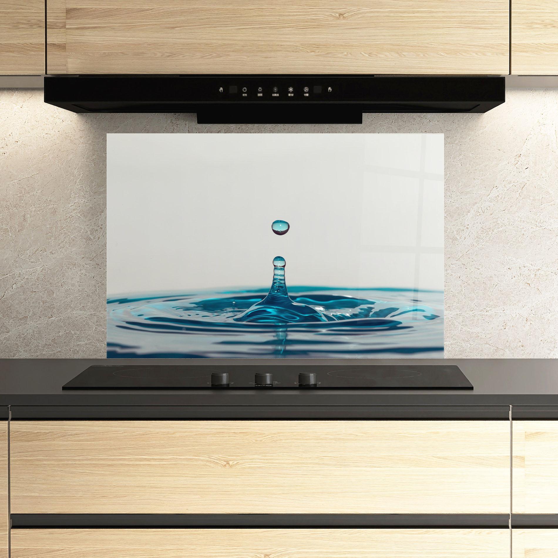 Panel Szklany do Kuchni Blue Water Drop mockup 3