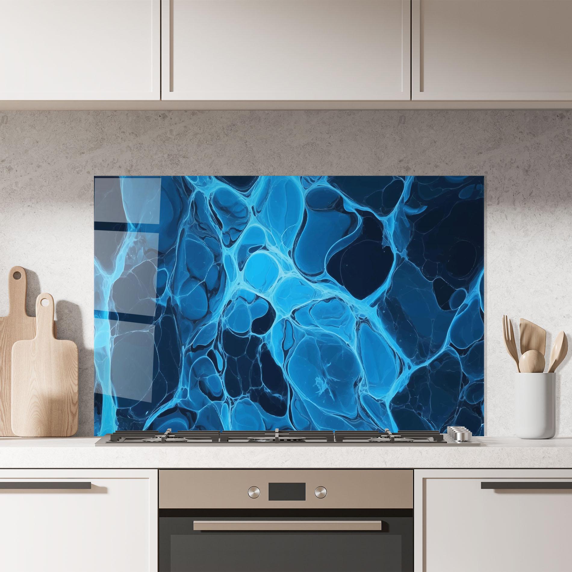 Panel Szklany do Kuchni Blue Shade Water mockup 7