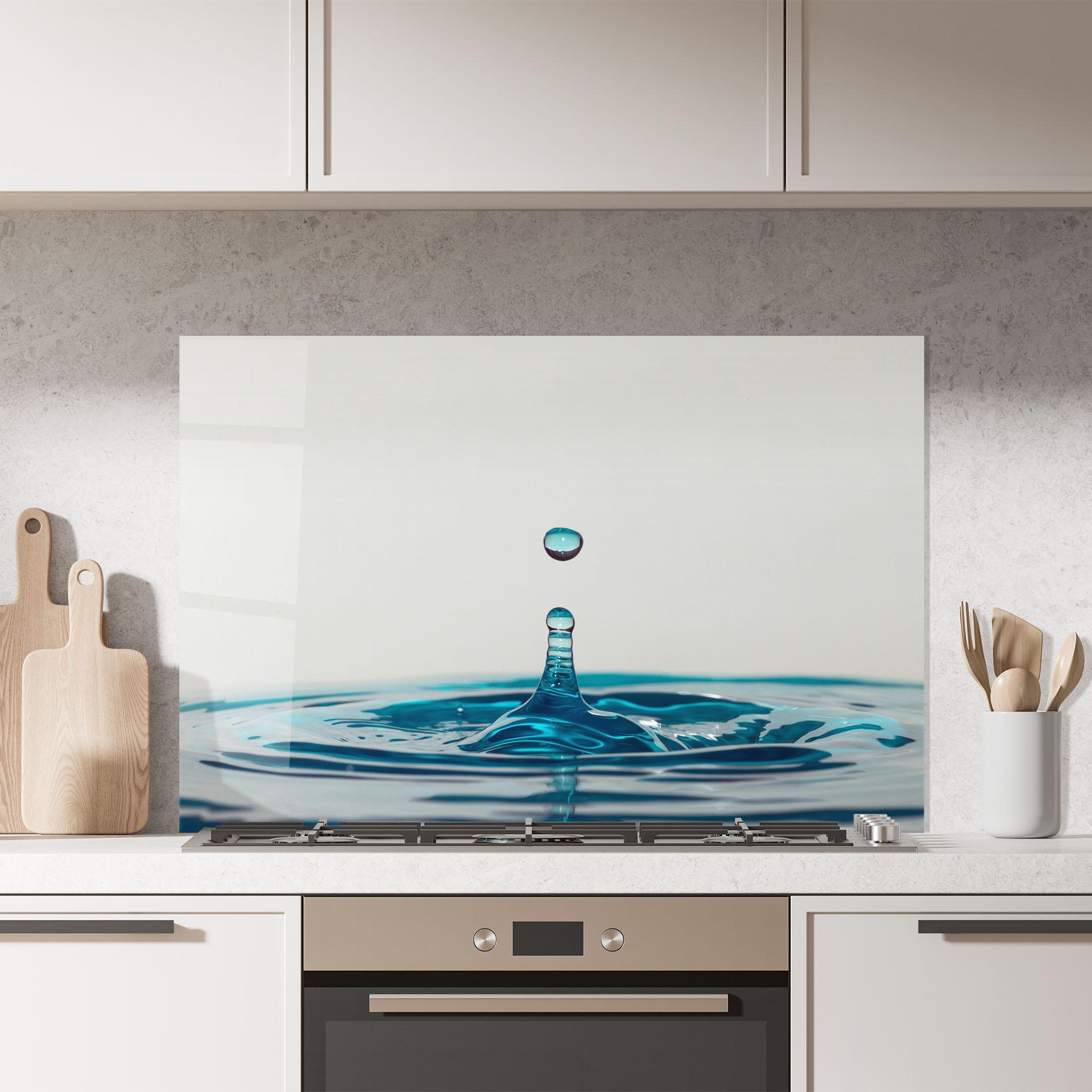 Panel Szklany do Kuchni Blue Water Drop mockup 7