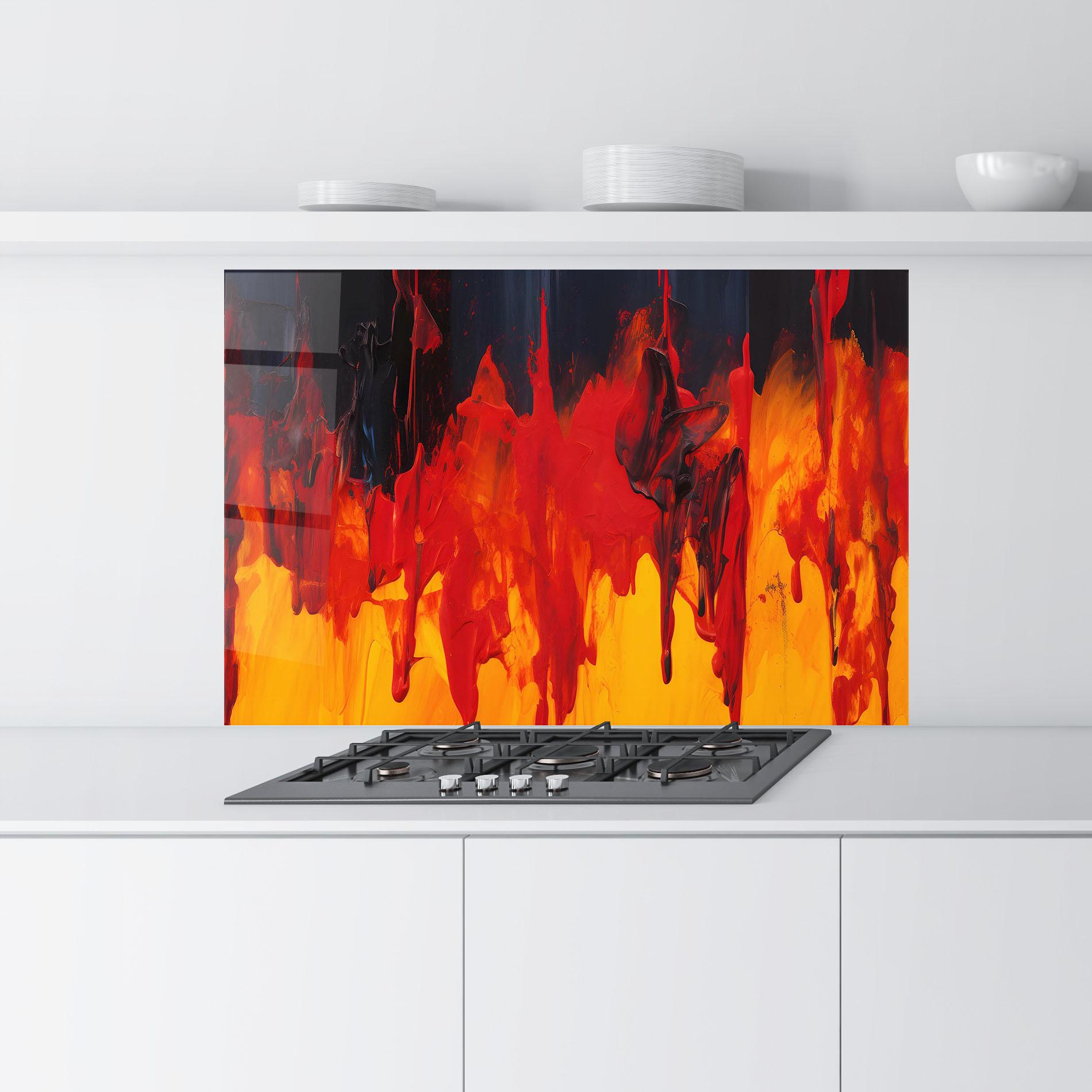 Panel Szklany do Kuchni Colorful Fire Art mockup 9