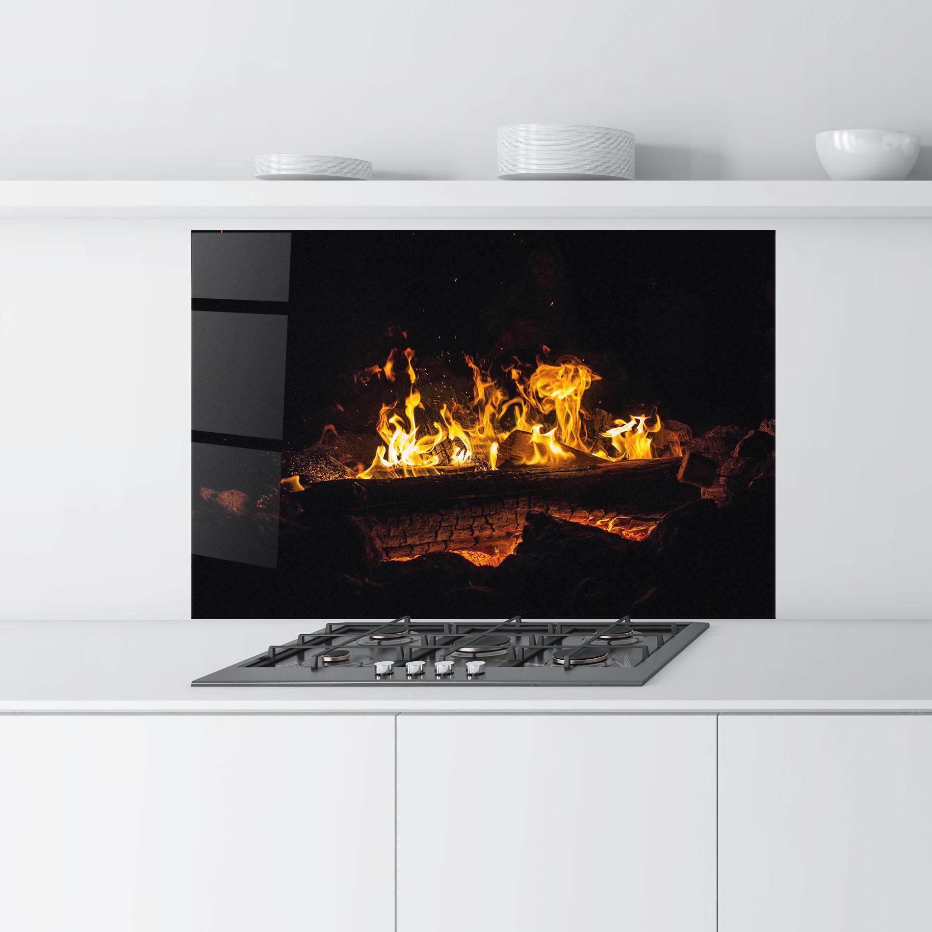 Panel Szklany do Kuchni Fire Wood mockup 9