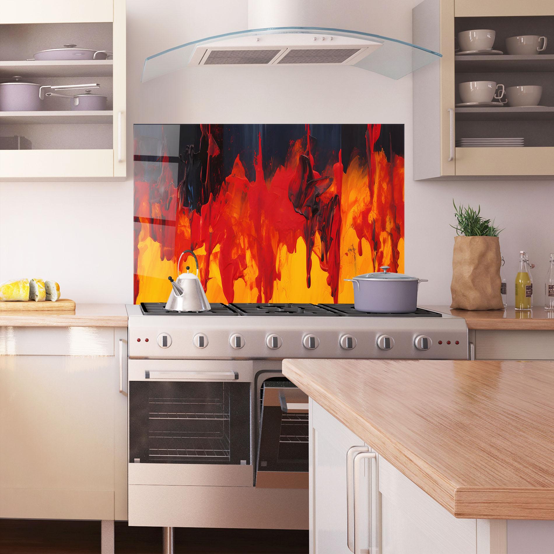 Panel Szklany do Kuchni Colorful Fire Art mockup 1