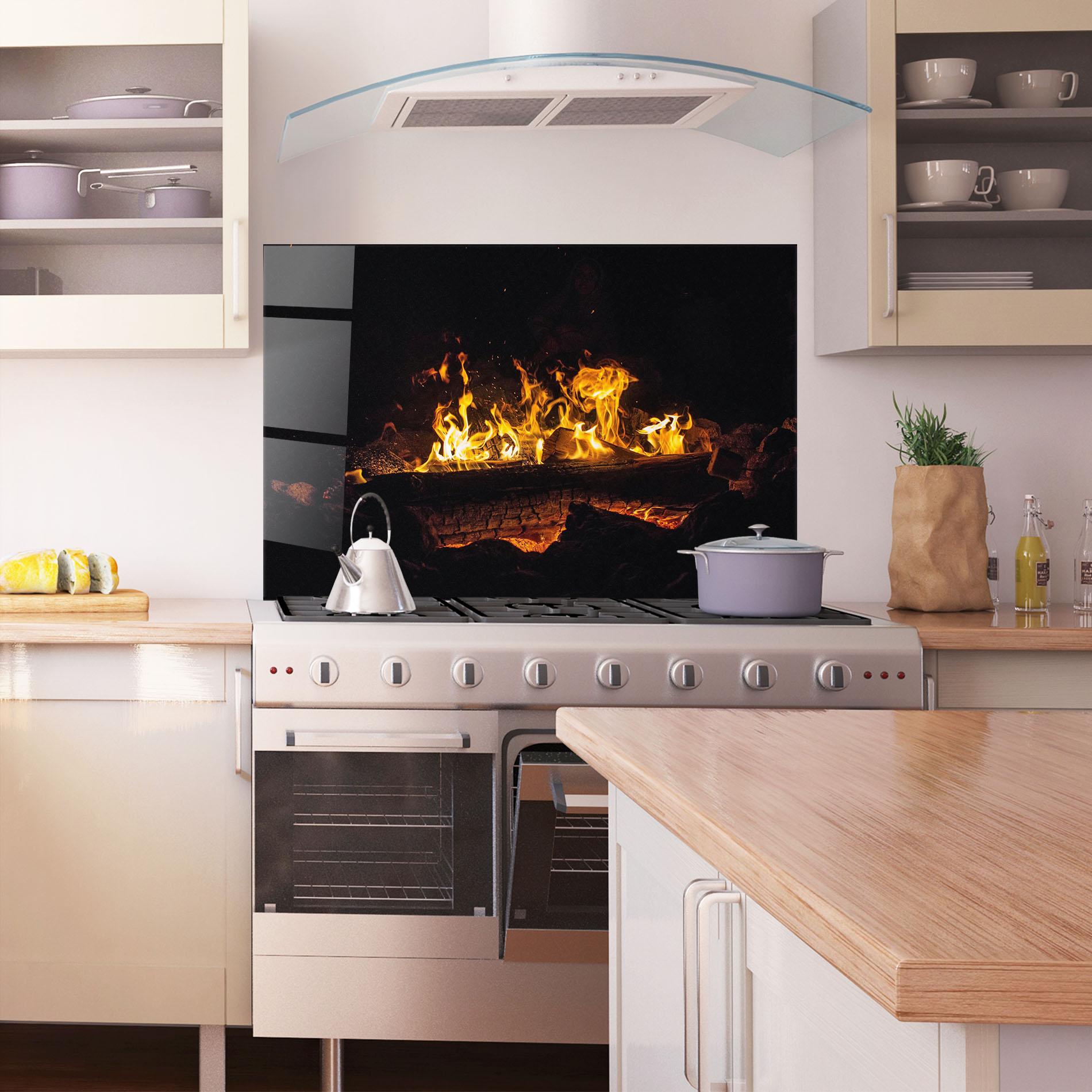 Panel Szklany do Kuchni Fire Wood mockup 1