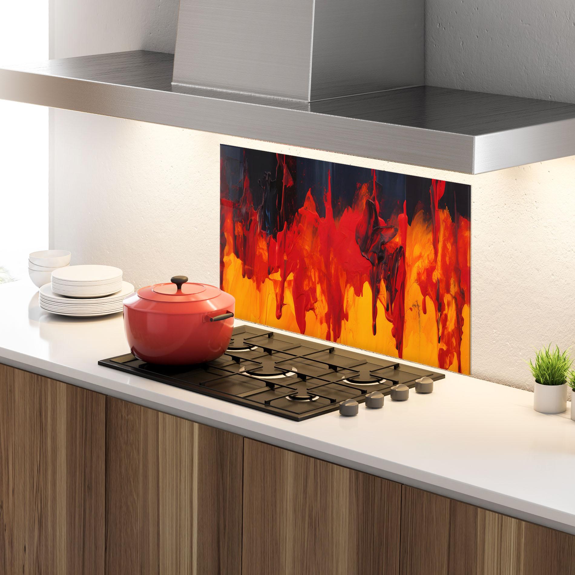Panel Szklany do Kuchni Colorful Fire Art mockup 4