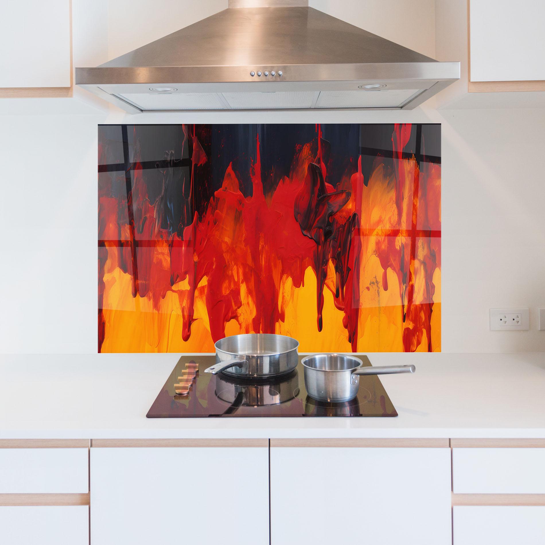 Panel Szklany do Kuchni Colorful Fire Art mockup 5