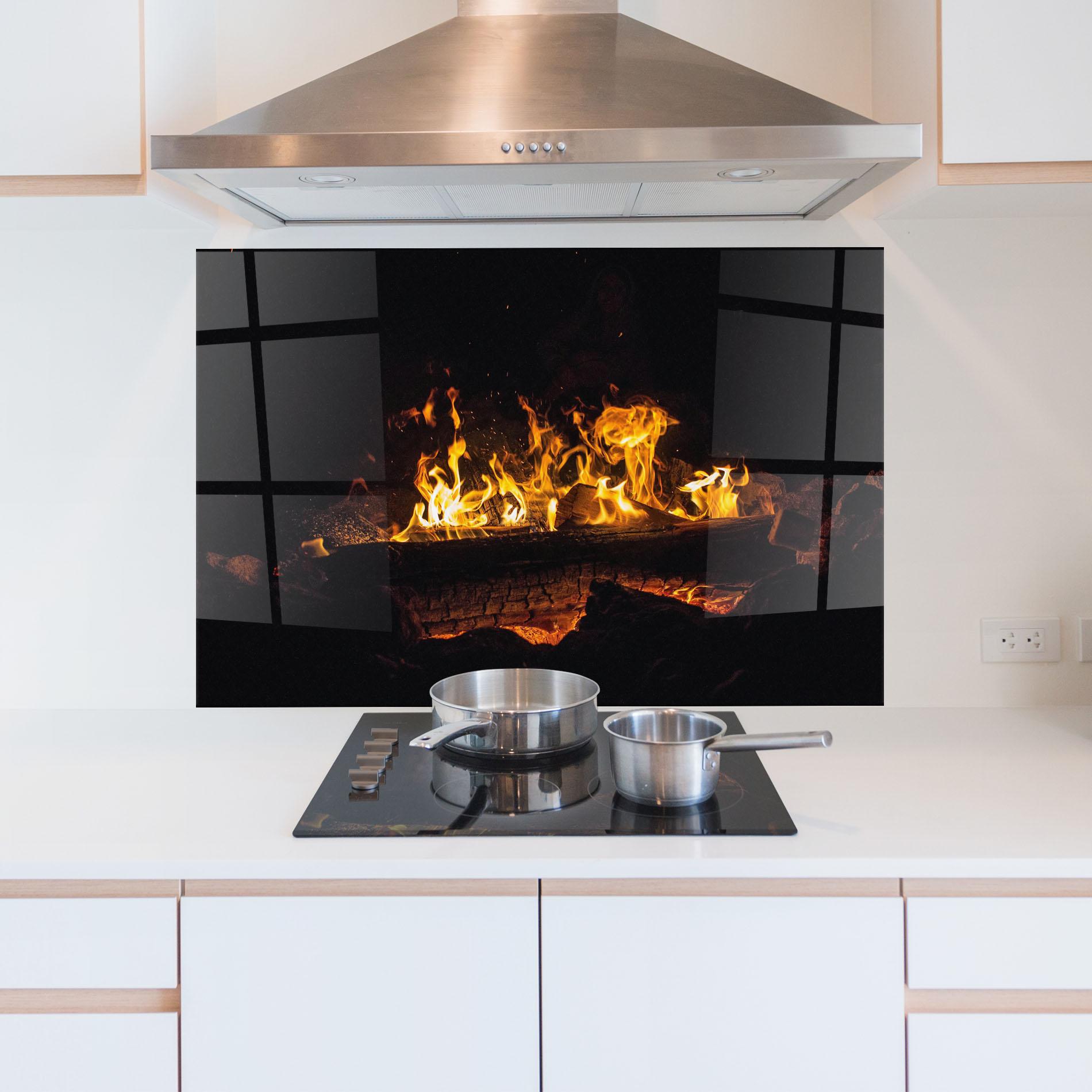 Panel Szklany do Kuchni Fire Wood mockup 5