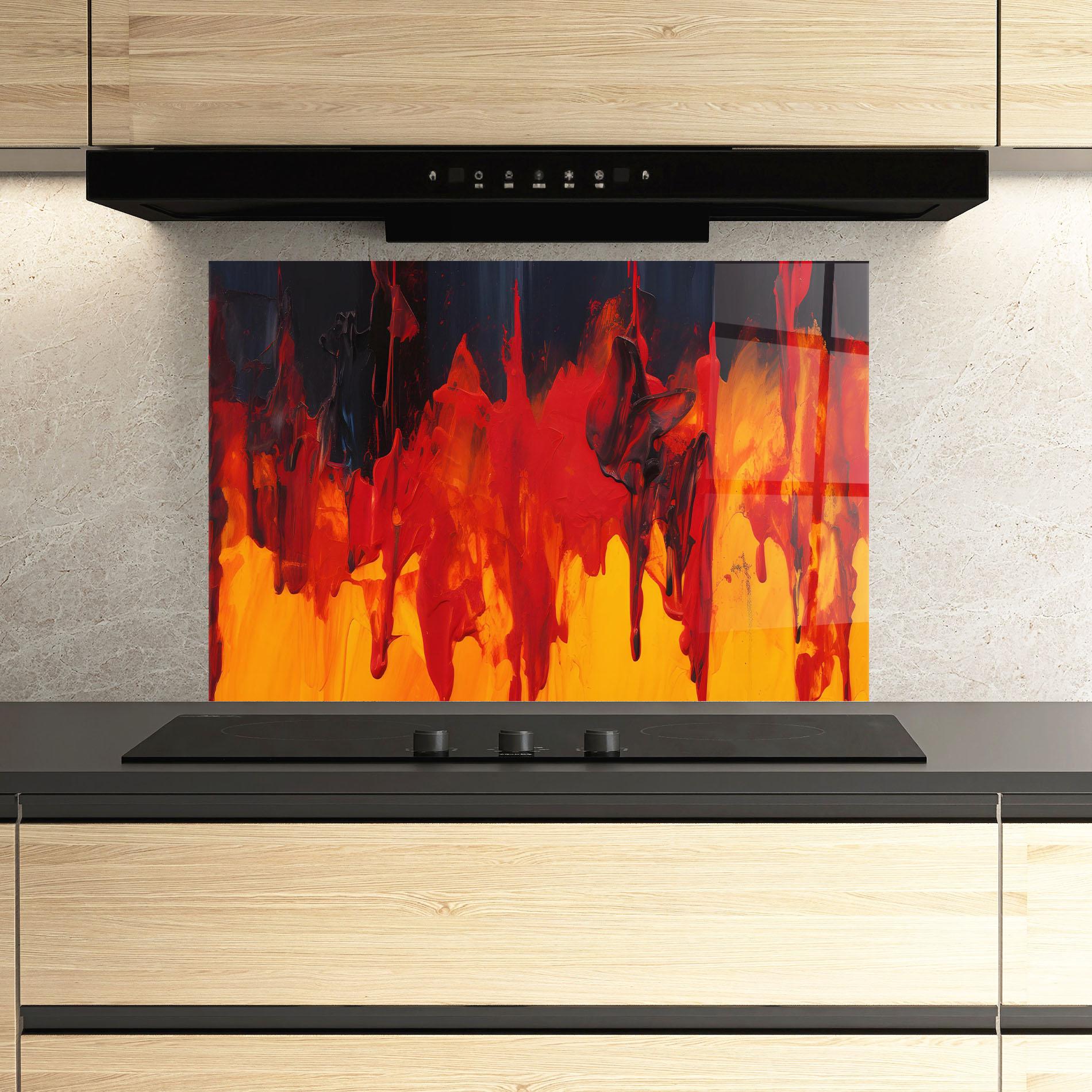 Panel Szklany do Kuchni Colorful Fire Art mockup 3