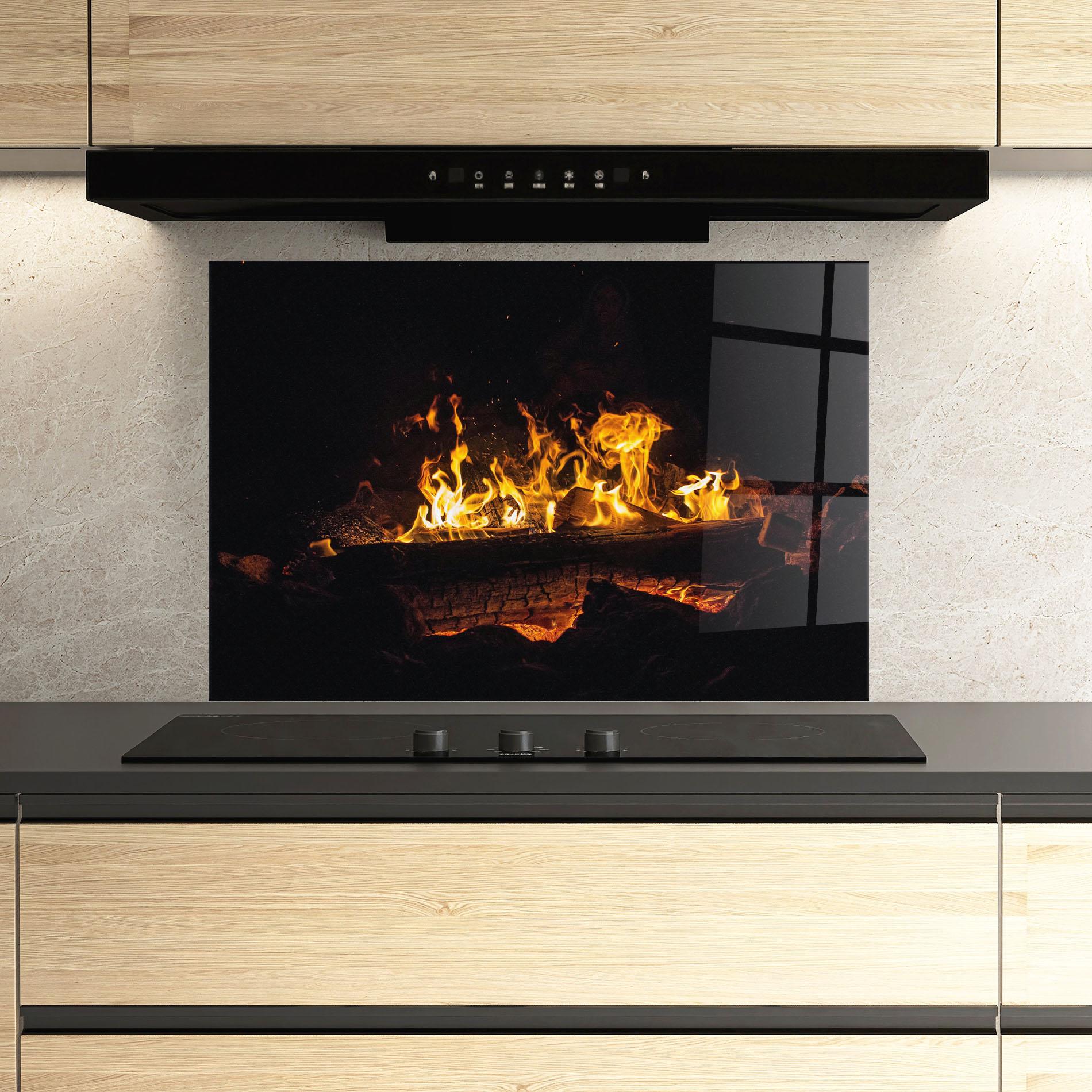 Panel Szklany do Kuchni Fire Wood mockup 3