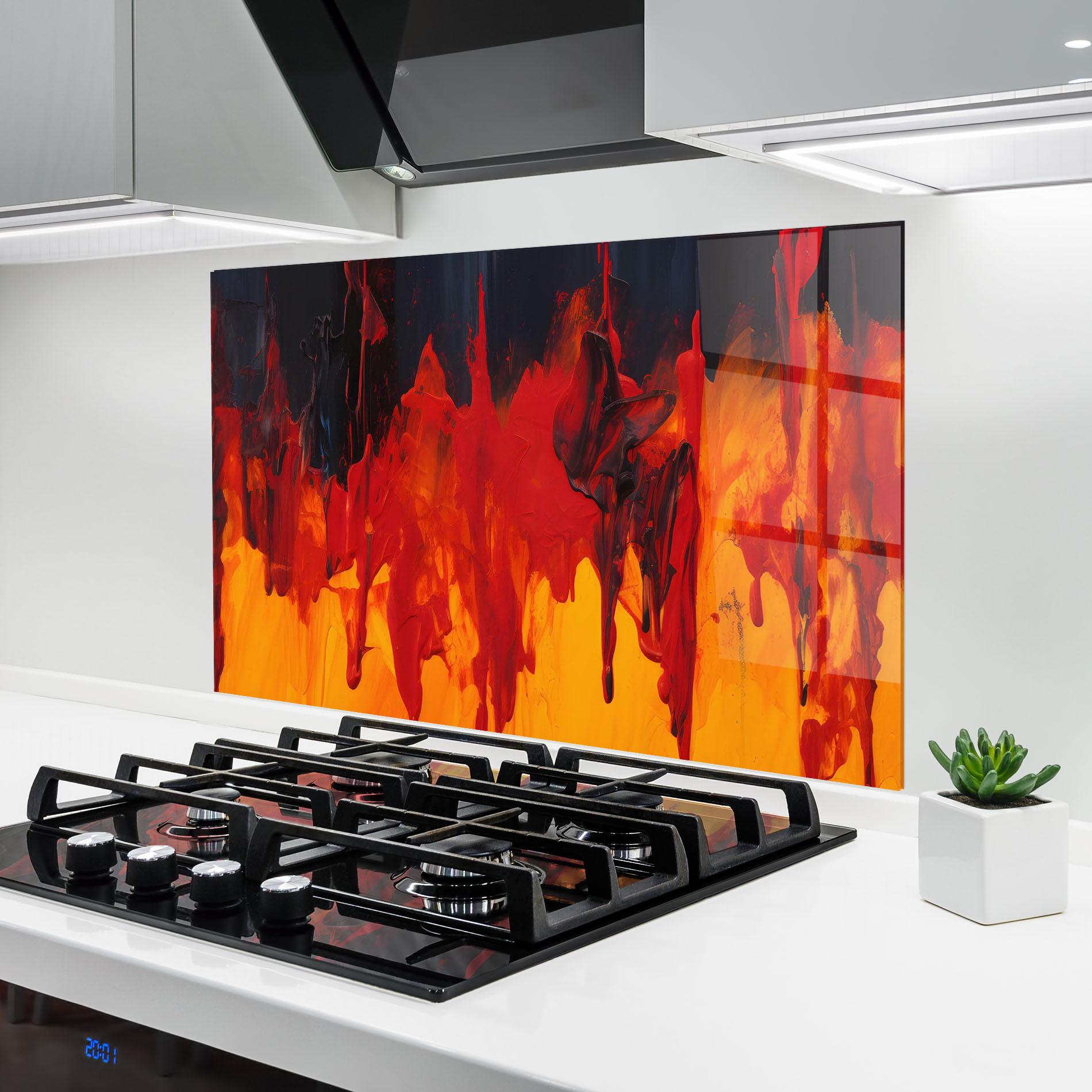 Panel Szklany do Kuchni Colorful Fire Art mockup 6