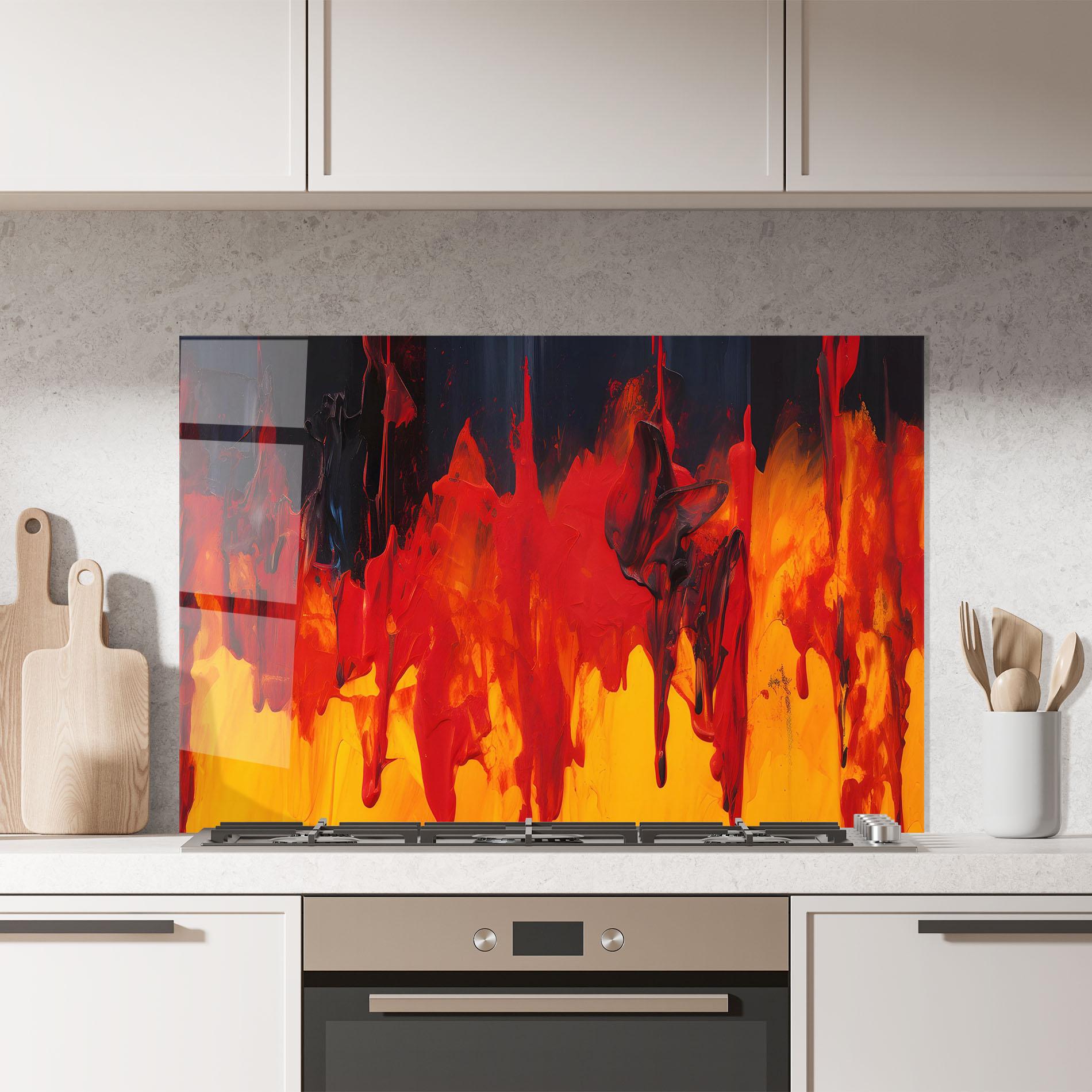Panel Szklany do Kuchni Colorful Fire Art mockup 7
