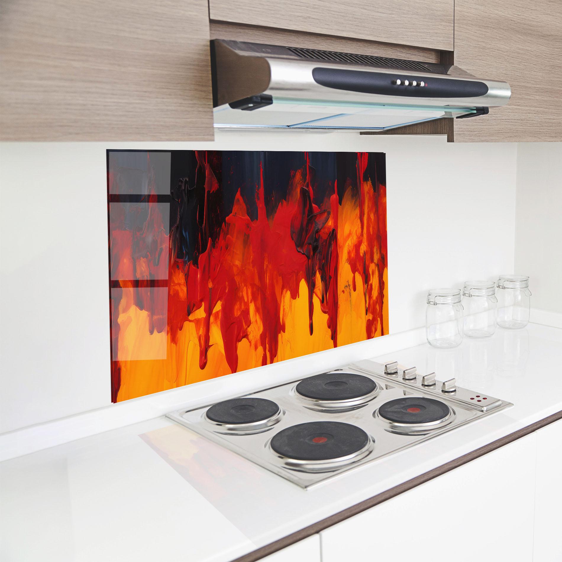 Panel Szklany do Kuchni Colorful Fire Art mockup 8