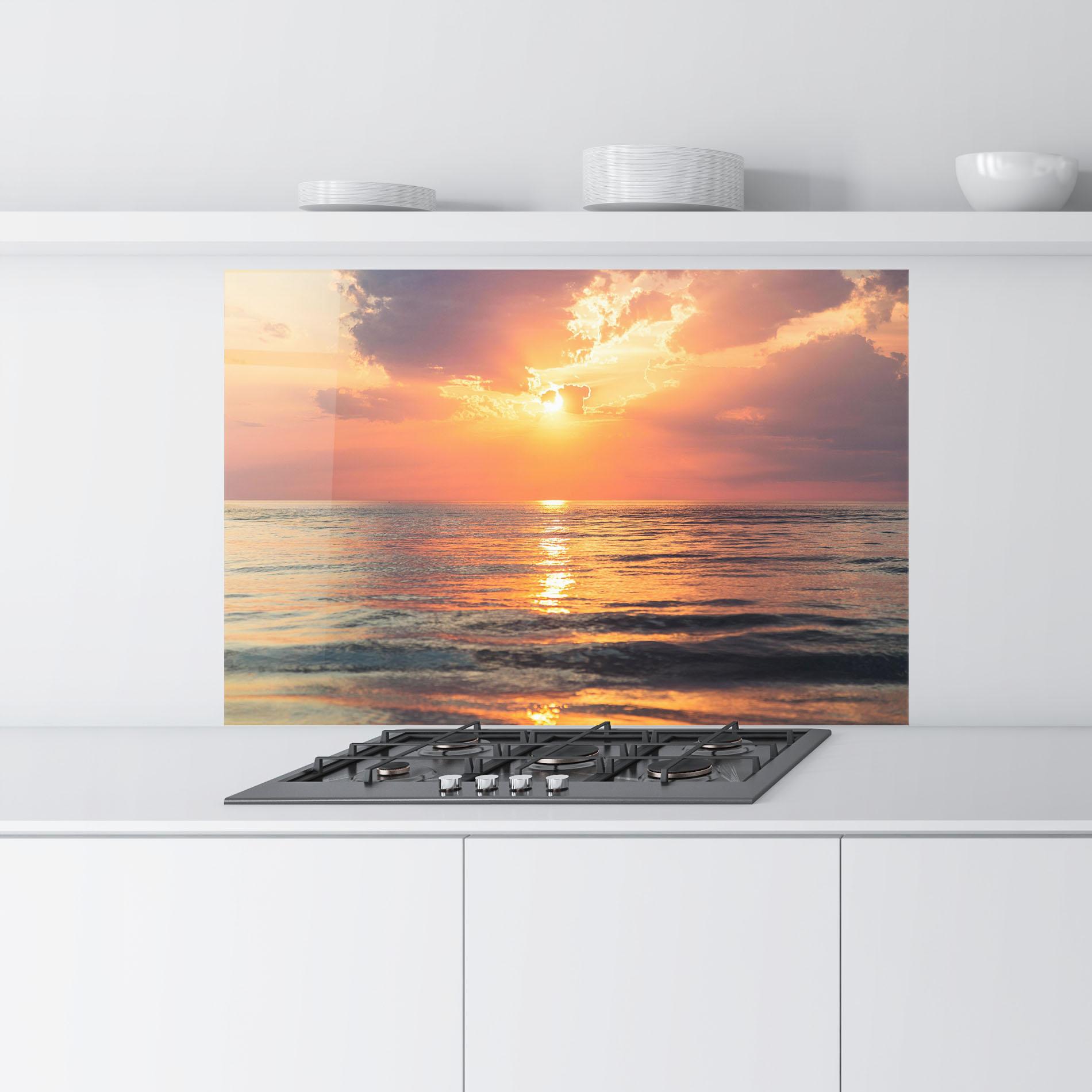 Panel Szklany do Kuchni Orange Sunrise Cloud mockup 9