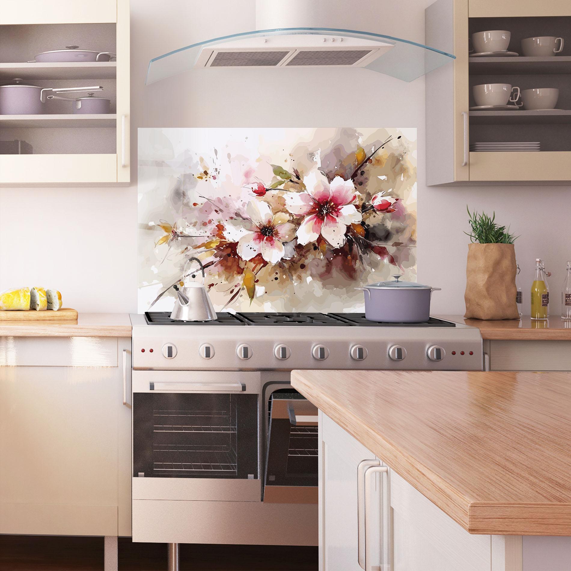 Panel Szklany do Kuchni Beautiful Cherry Flower mockup 1