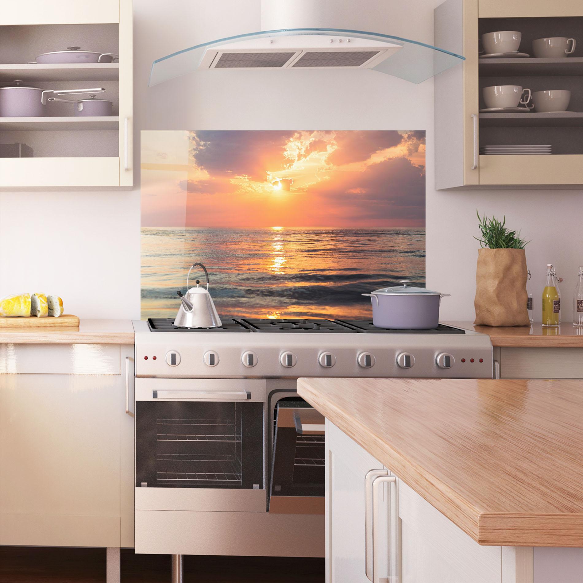 Panel Szklany do Kuchni Orange Sunrise Cloud mockup 1