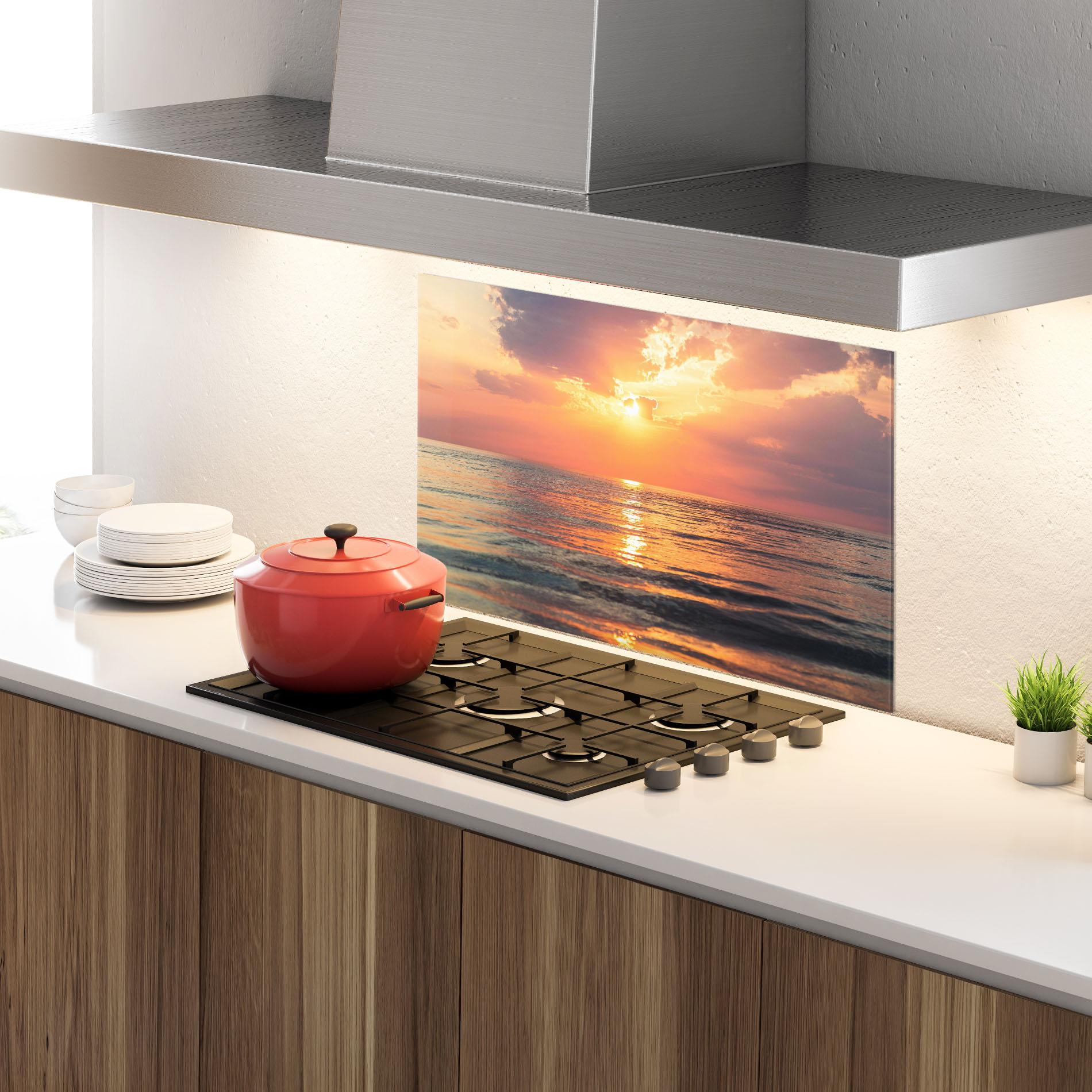 Panel Szklany do Kuchni Orange Sunrise Cloud mockup 4